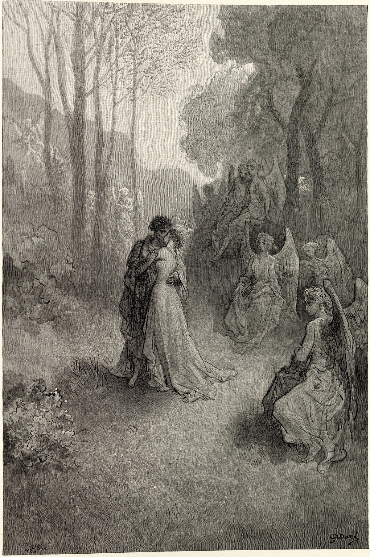Gustave Doré — It shall clasp a sainted maiden whom the angels name Lenore | Gothic Illustration Print - 9ArtPrints