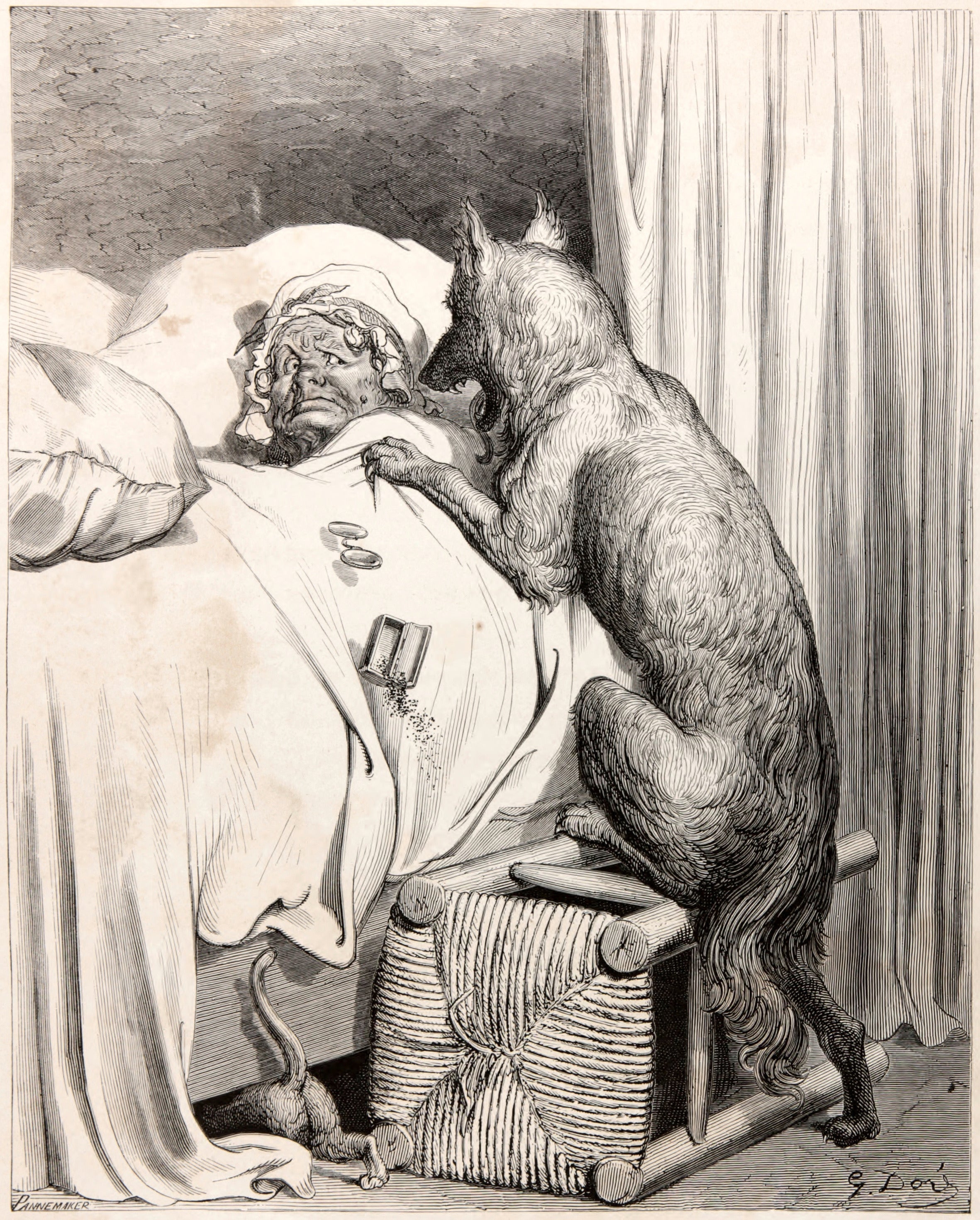 Gustave Doré — Little Red Riding Hood: The Wolf at Grandmother's Bed | Fairy Tale Illustration Print - 9ArtPrints