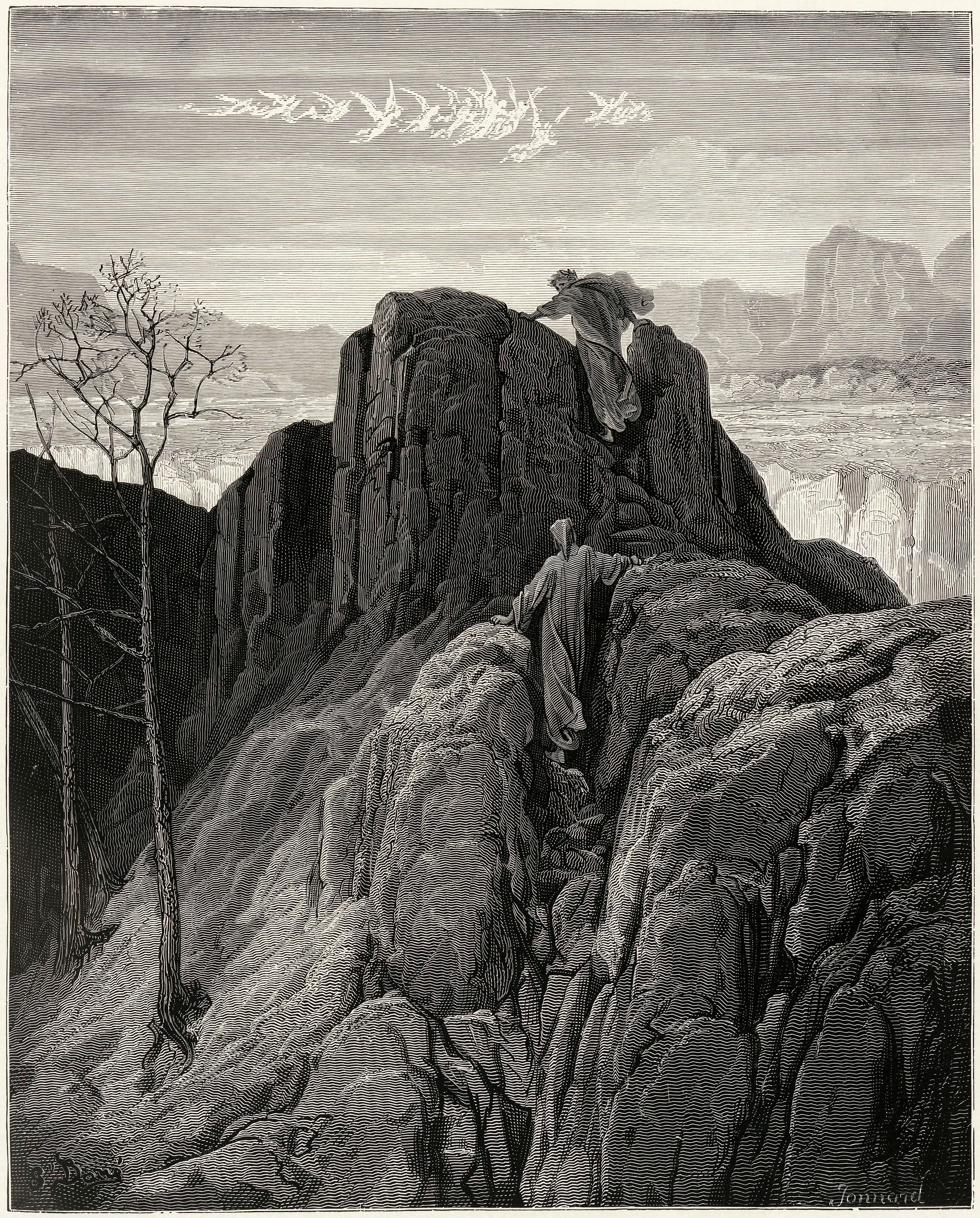 Gustave Doré — Purgatorio, Canto IV: The Ground Ask'd Help of Hands and Feet | Dante Illustration Print - 9ArtPrints