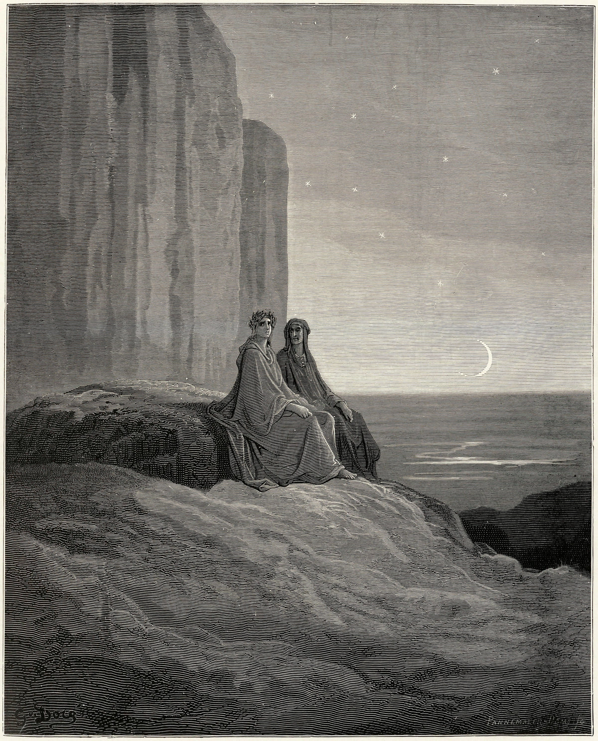 Gustave Doré — Purgatorio, Canto IX: Dawn over the Eastern Cliff | Dante Illustration Print - 9ArtPrints