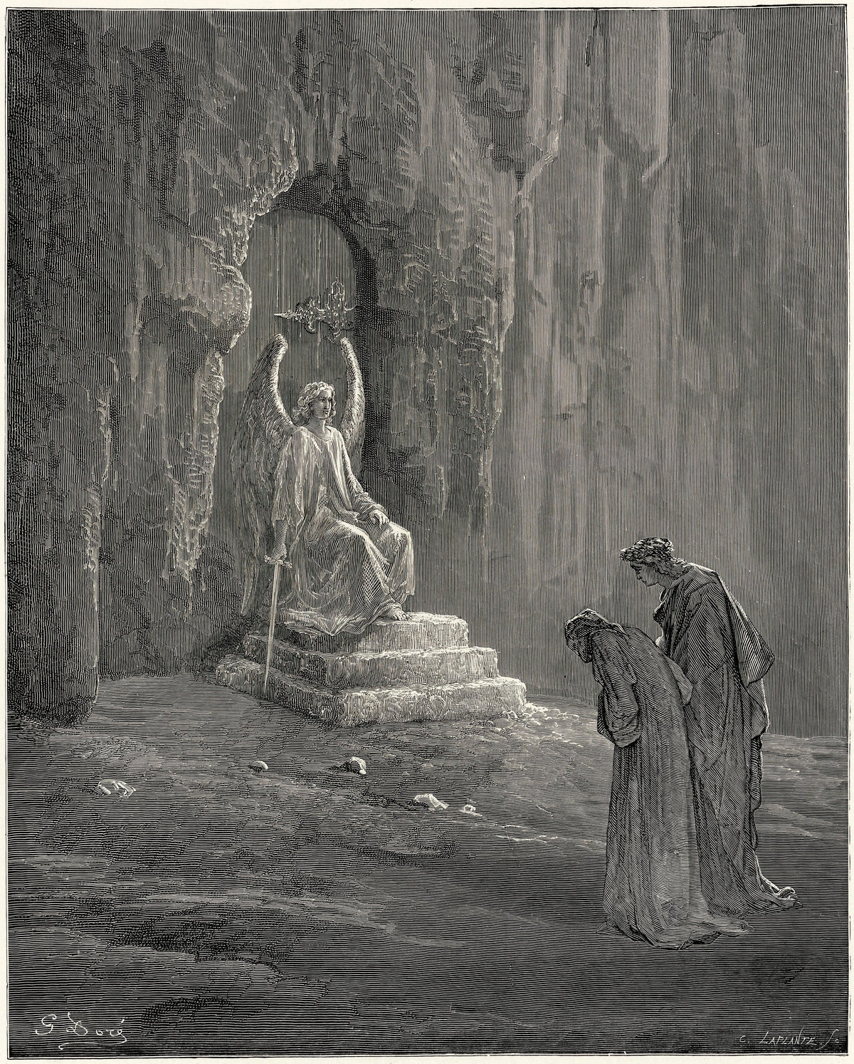 Gustave Doré — Purgatorio, Canto IX: The Angel at the Gate | Dante Illustration Print - 9ArtPrints