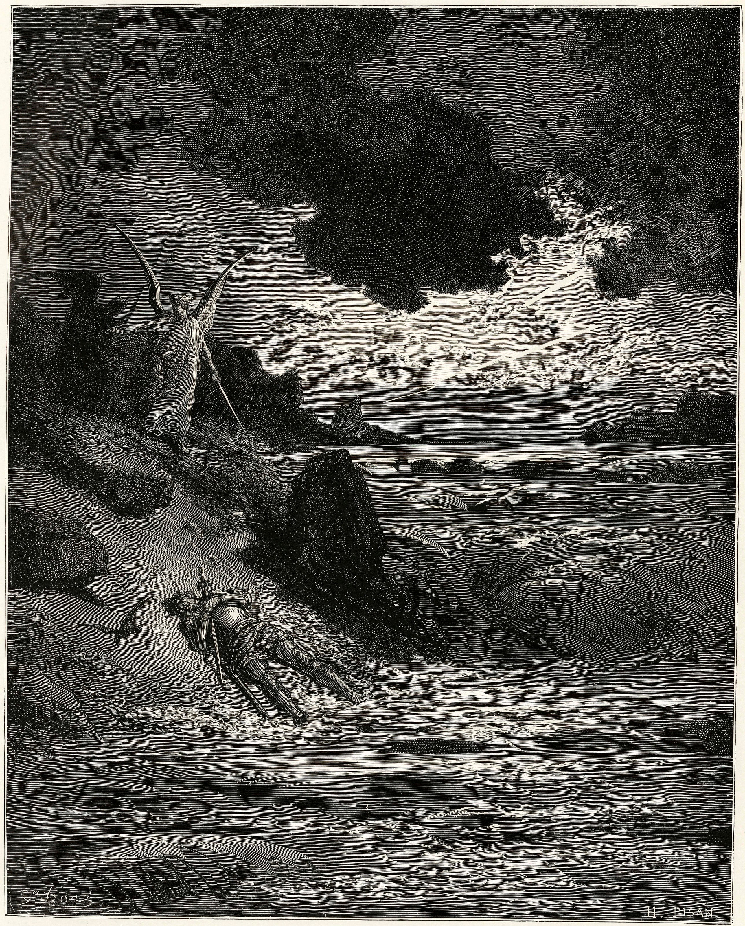 Gustave Doré — Purgatorio, Canto V: Buonconte's Last Prayer | Dante Illustration Print - 9ArtPrints