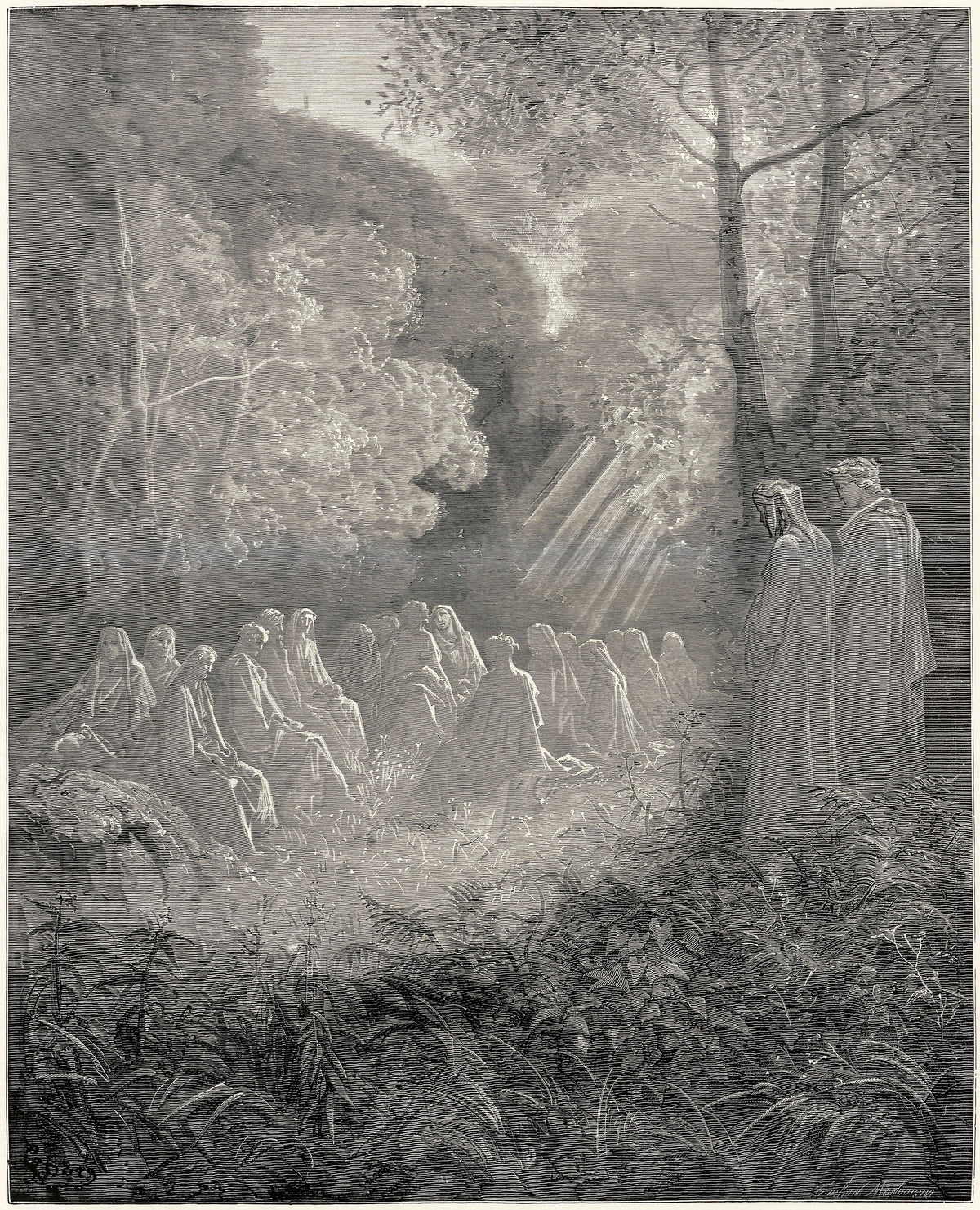 Gustave Doré — Purgatorio, Canto VII: Salve Regina in the Valley | Dante Illustration Print - 9ArtPrints
