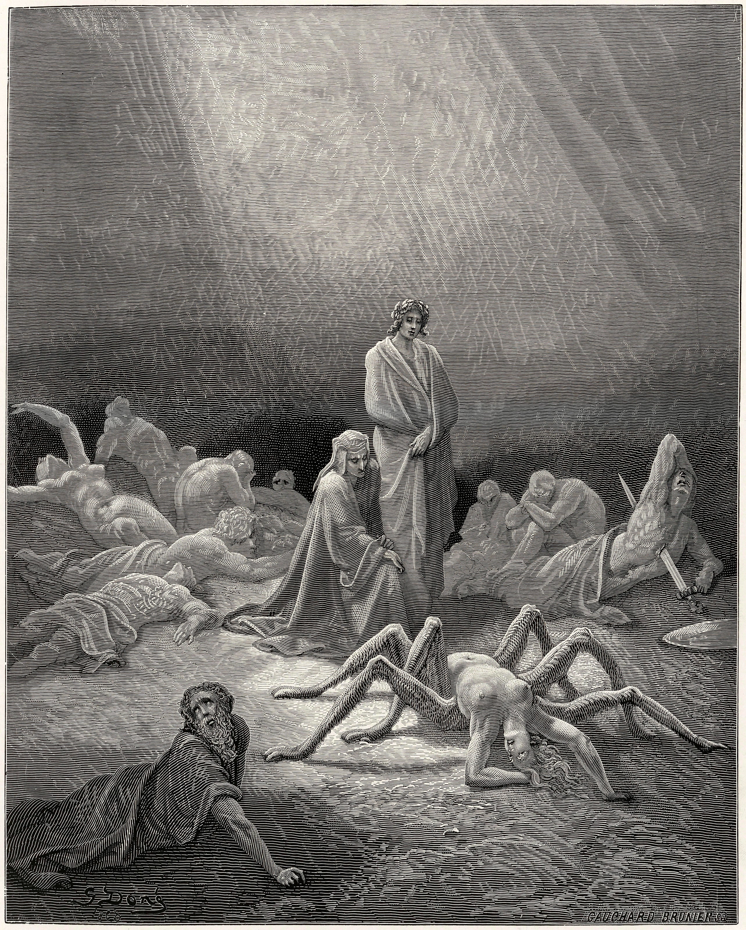 Gustave Doré — Purgatorio, Canto XII: Arachne, Half Spider Now | Dante Illustration Print - 9ArtPrints