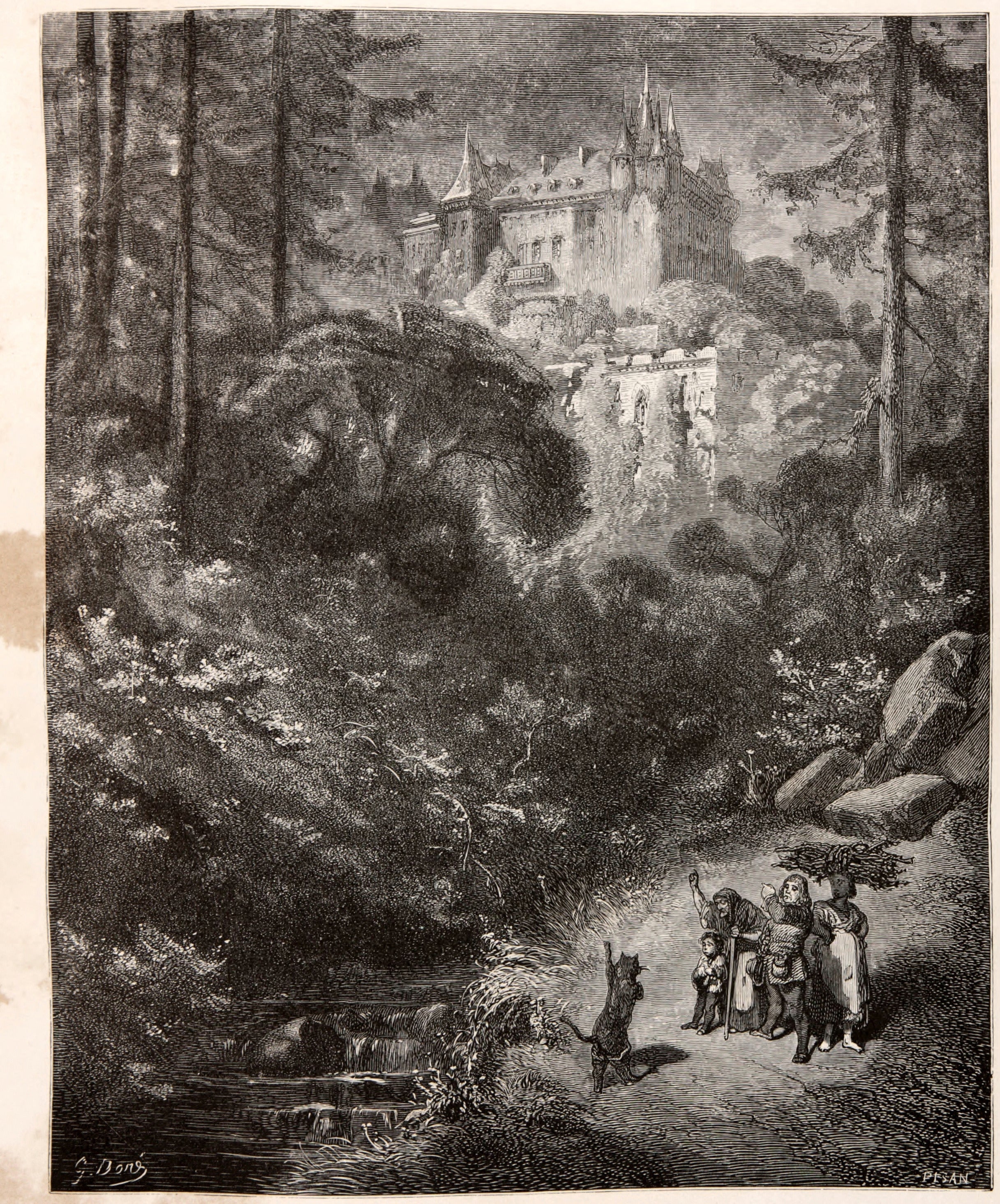 Gustave Doré — Puss in Boots: The Cat Runs Ahead to the Castle | Fairy Tale Illustration Print - 9ArtPrints