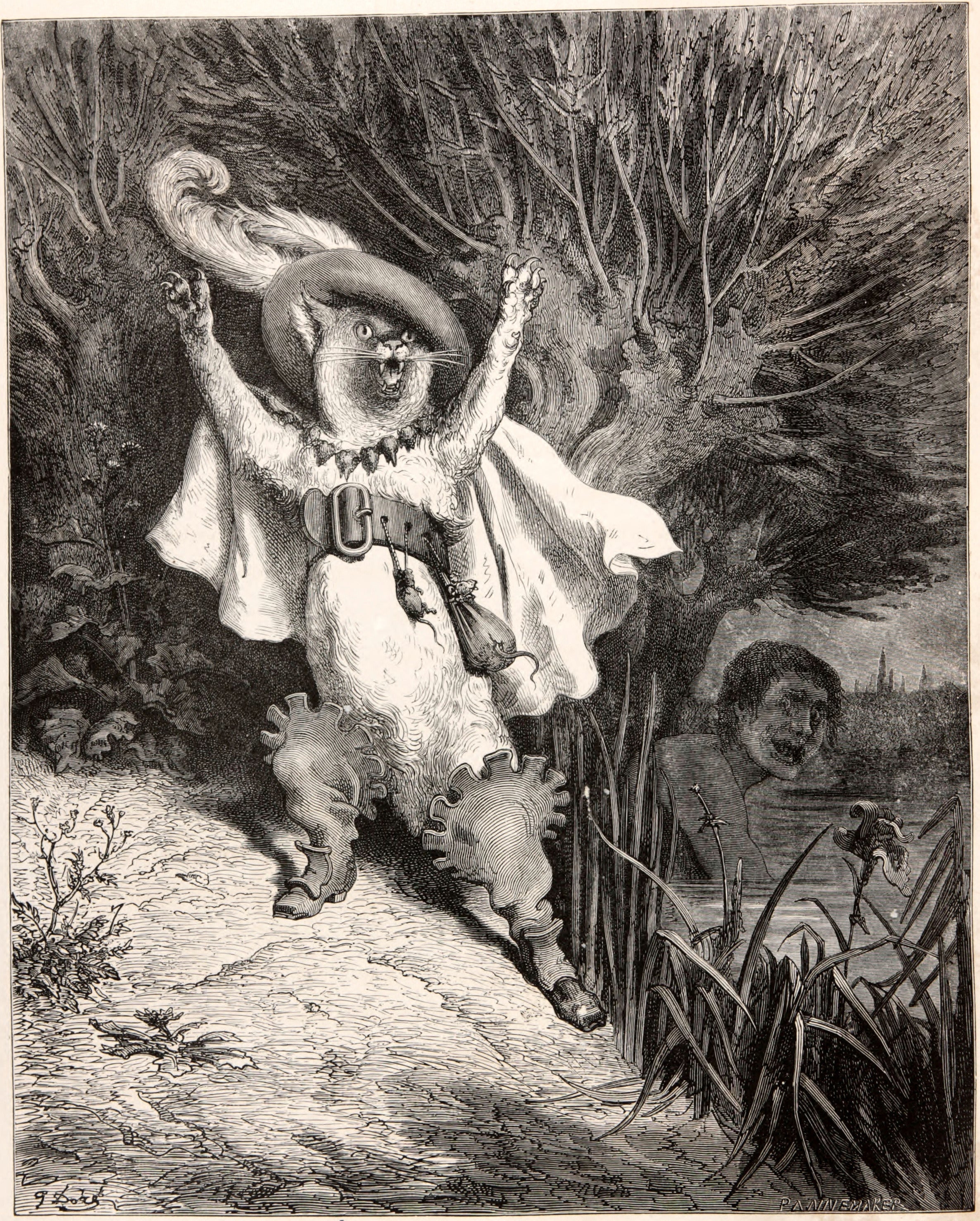 Gustave Doré — Puss in Boots: The Marquis of Carabas Is Drowning | Fairy Tale Illustration Print - 9ArtPrints