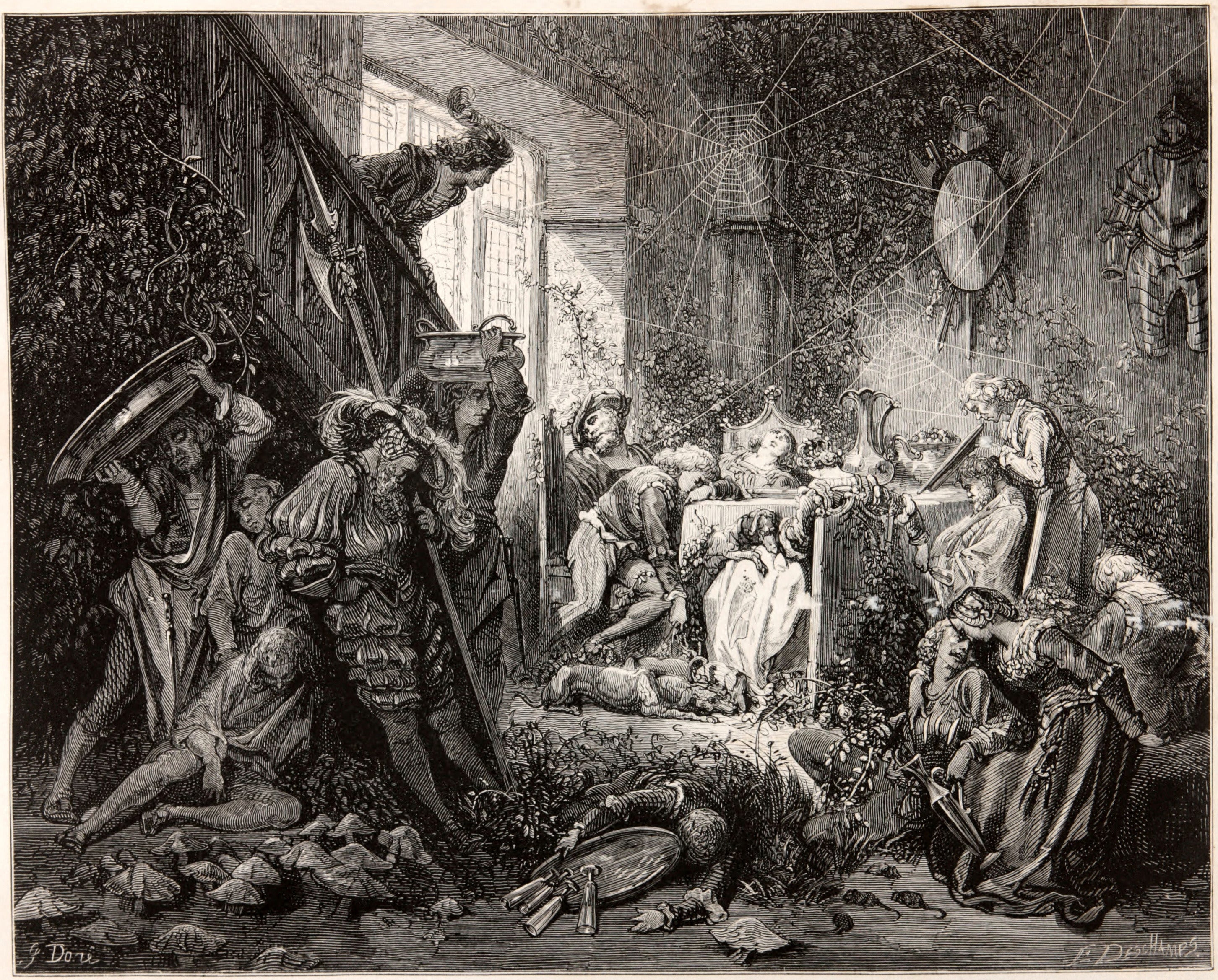 Gustave Doré — Sleeping Beauty: The Sleeping Court | Fairy Tale Illustration Print - 9ArtPrints