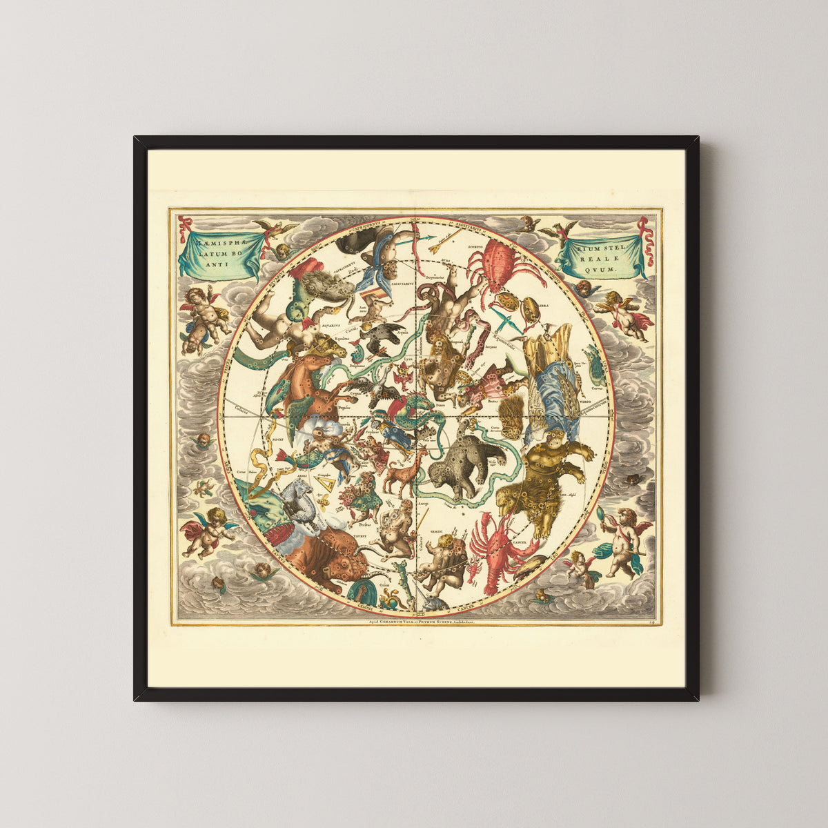 Andreas Cellarius — The Ancient Northern Starry Hemisphere (Plate 24, Turquoise Colouring) | Celestial Map Print
