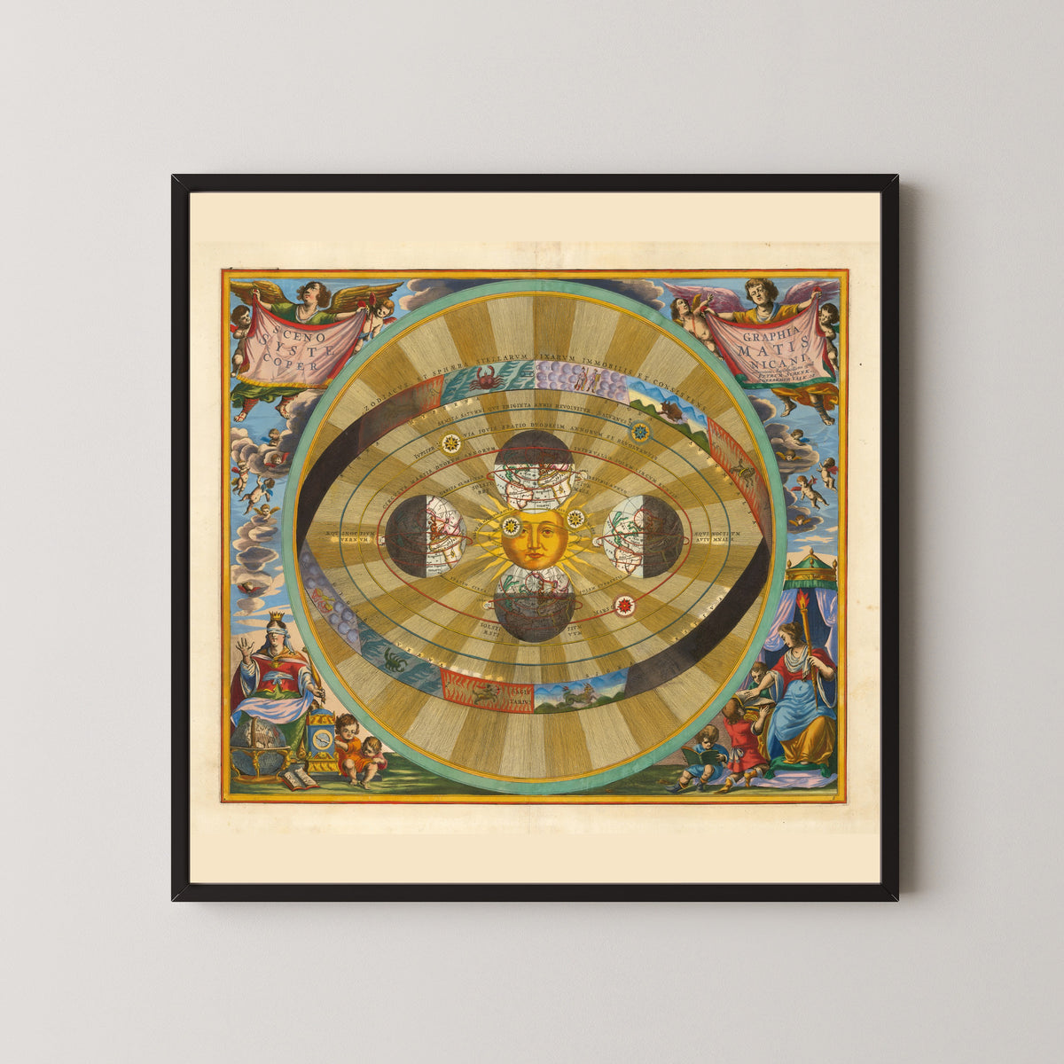 Andreas Cellarius — A Scenographic View of the Copernican System (Plate 5, Azure Colouring) | Celestial Map Print