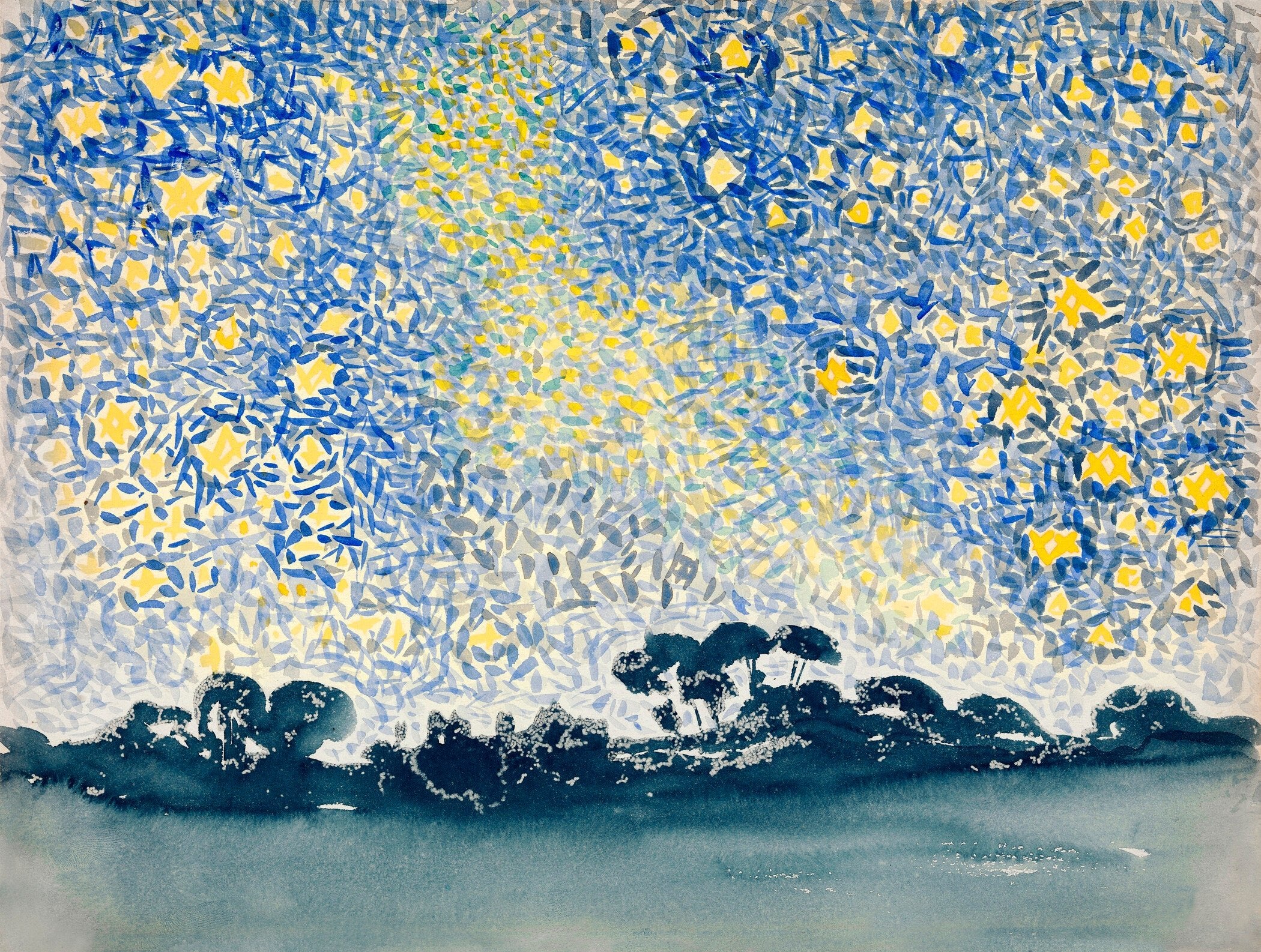 Henri-Edmond Cross — Landscape with Starry Sky | Fine Art Print - 9ArtPrints