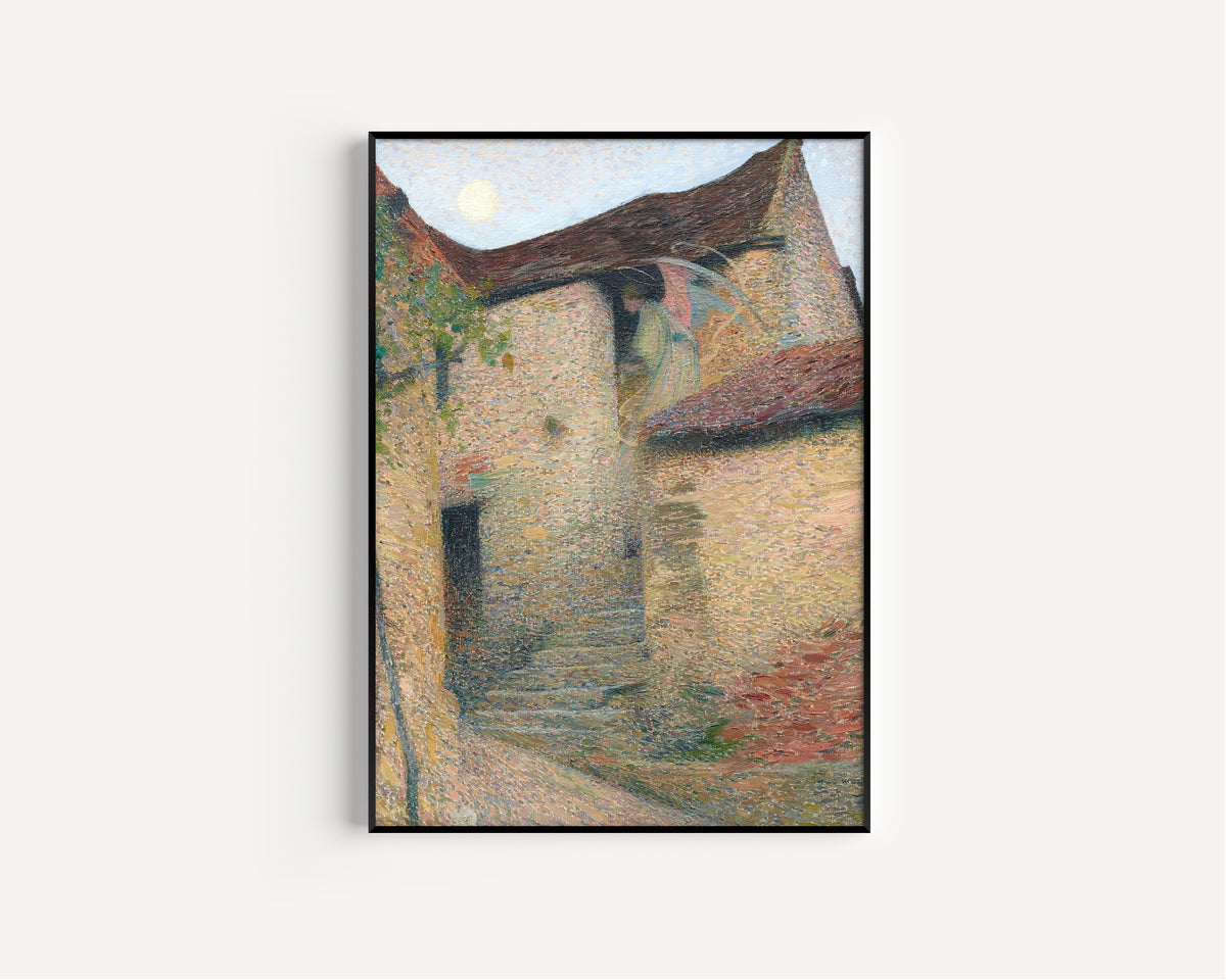 Framed art print of Charité by Henri Martin, in a slim black frame on a plain white wall