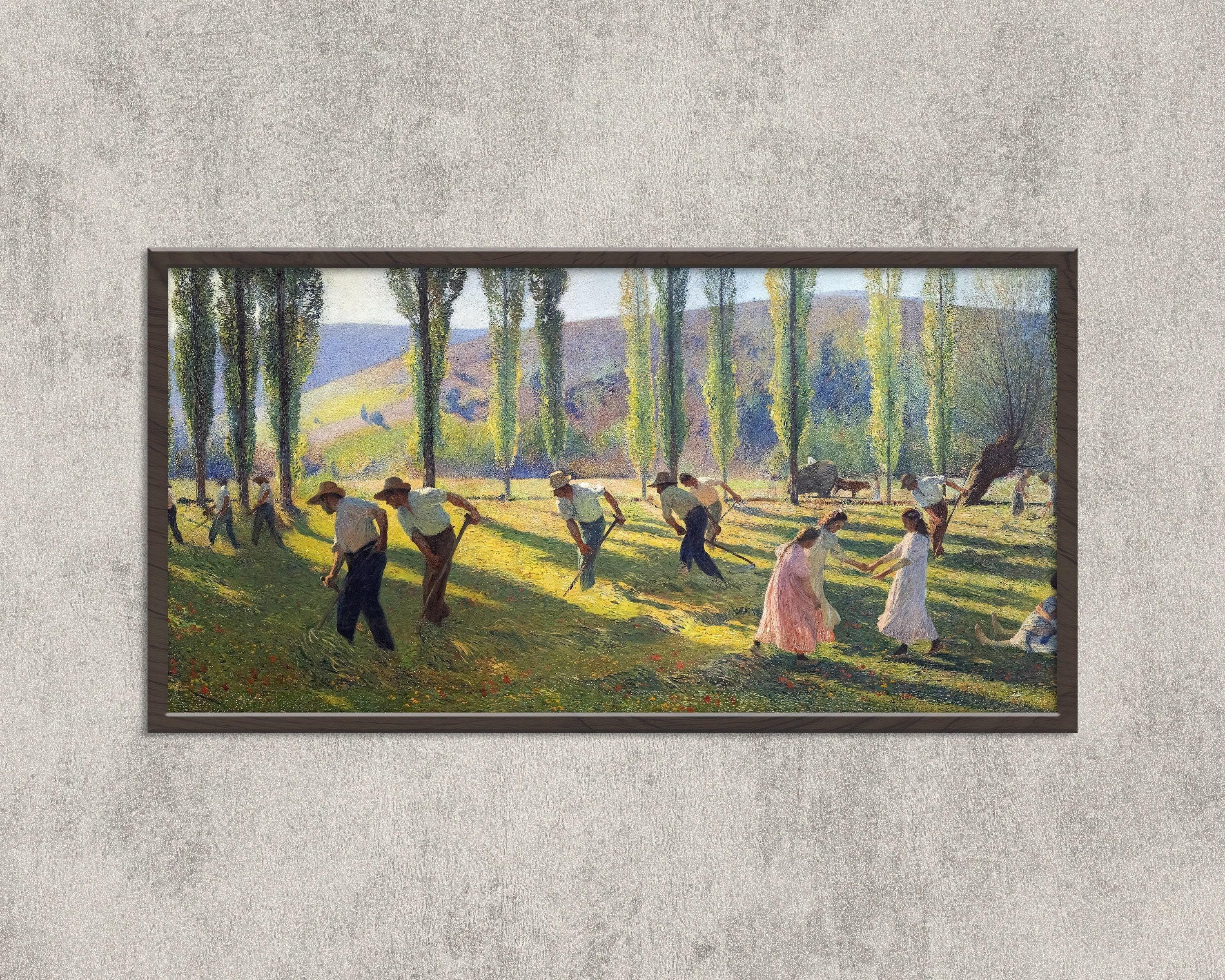 Henri Martin - Mowers or Summer | A Remarkably Tranquil and Gorgeous Vintage Impressionist Panoramic Art (available framed or unframed) 2x1 - 9ArtPrints