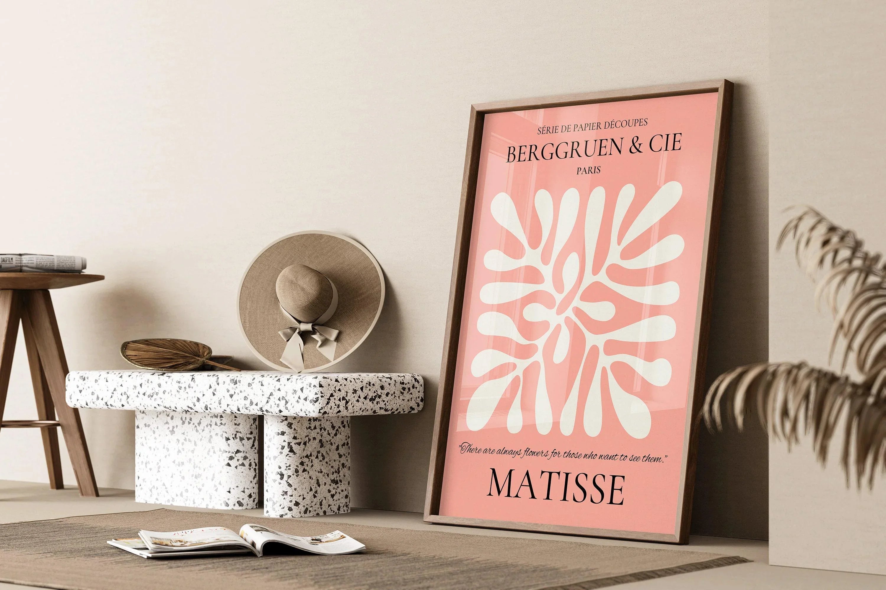 Henri Matisse - Leaf Poster Papier Decoupes | Exhibition Poster in Pink Famous Painting