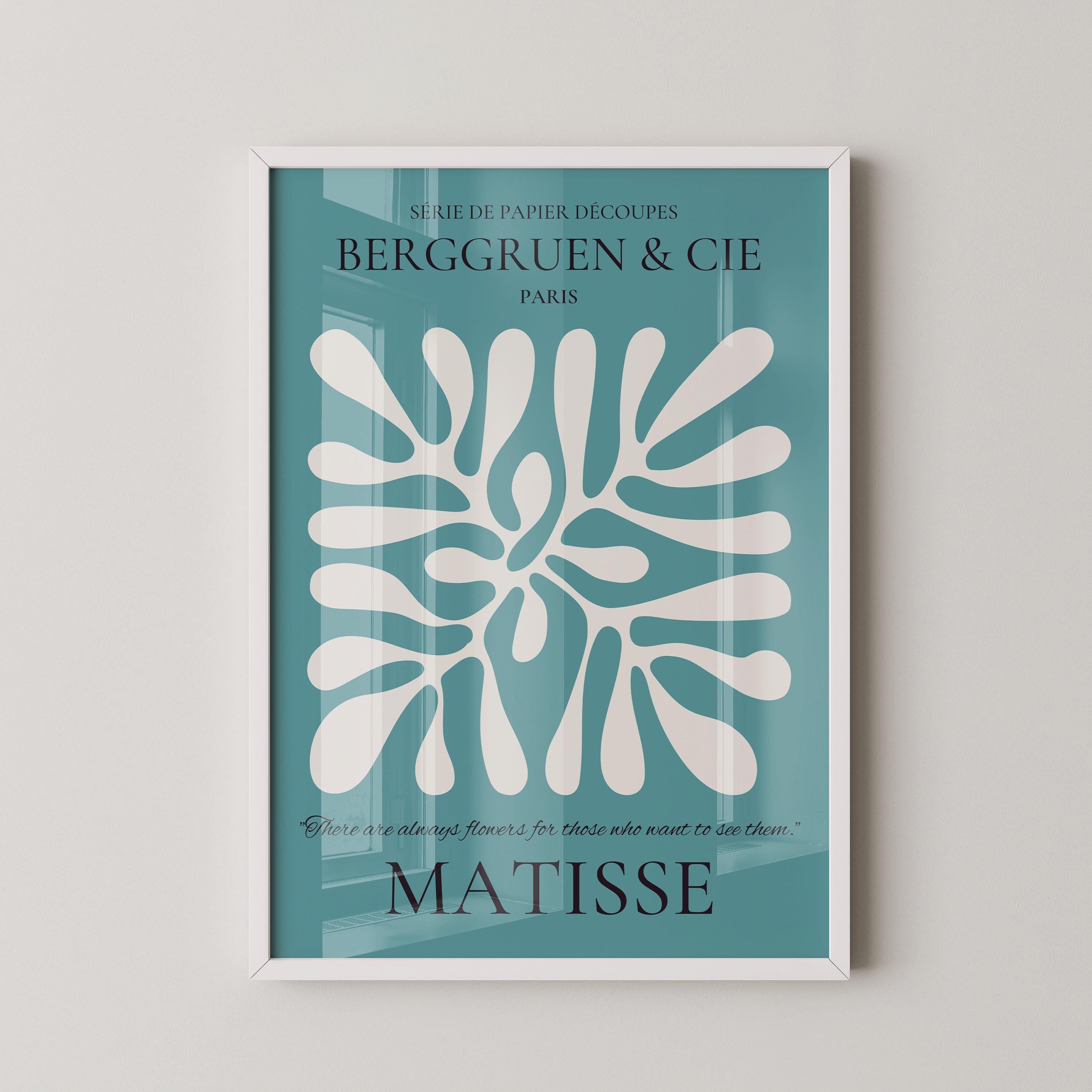 Henri Matisse - Leaf Poster Papier Decoupes | Exhibition Poster in Teal Famous Painting