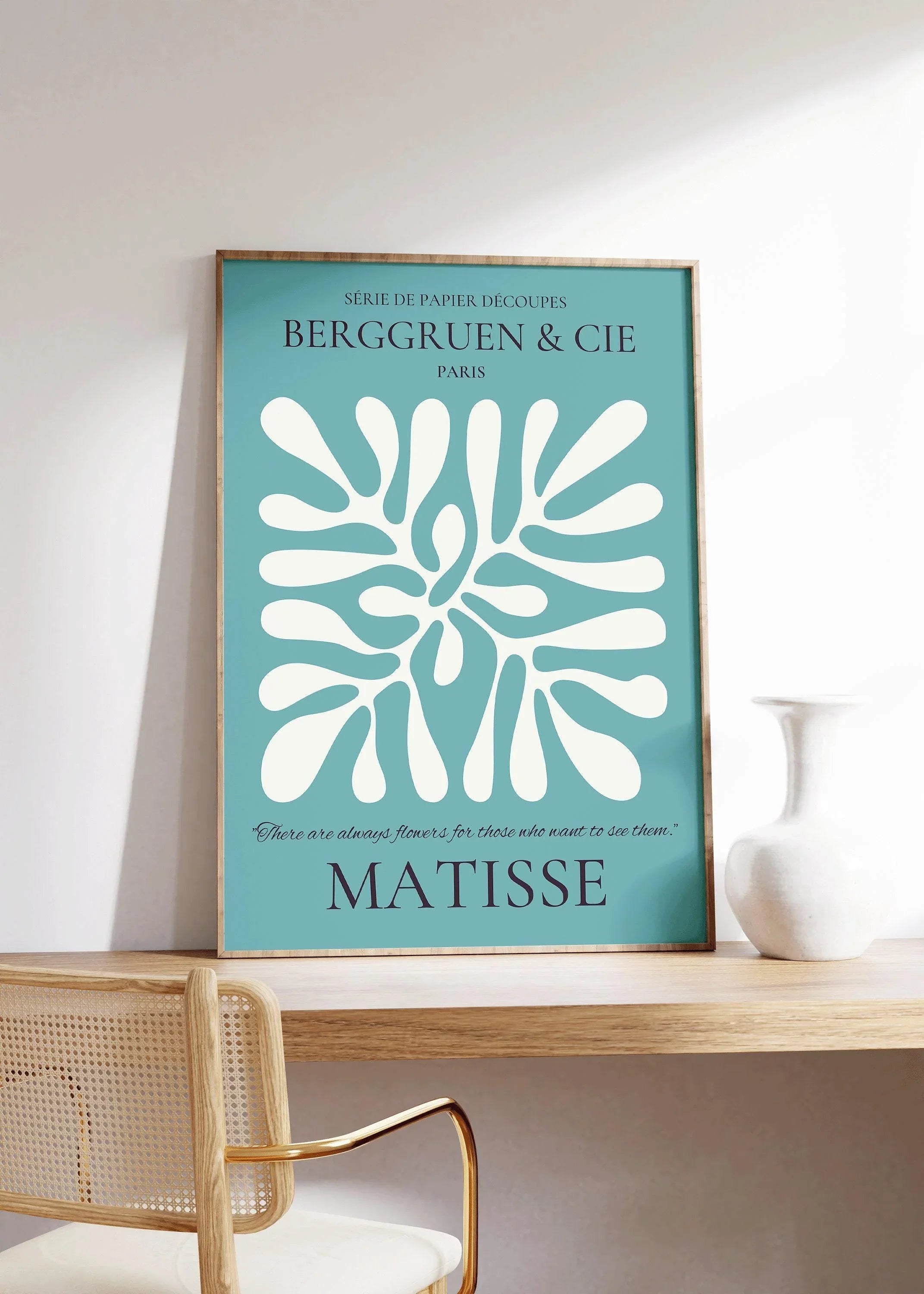 Henri Matisse - Leaf Poster Papier Decoupes | Exhibition Poster in Teal Famous Painting