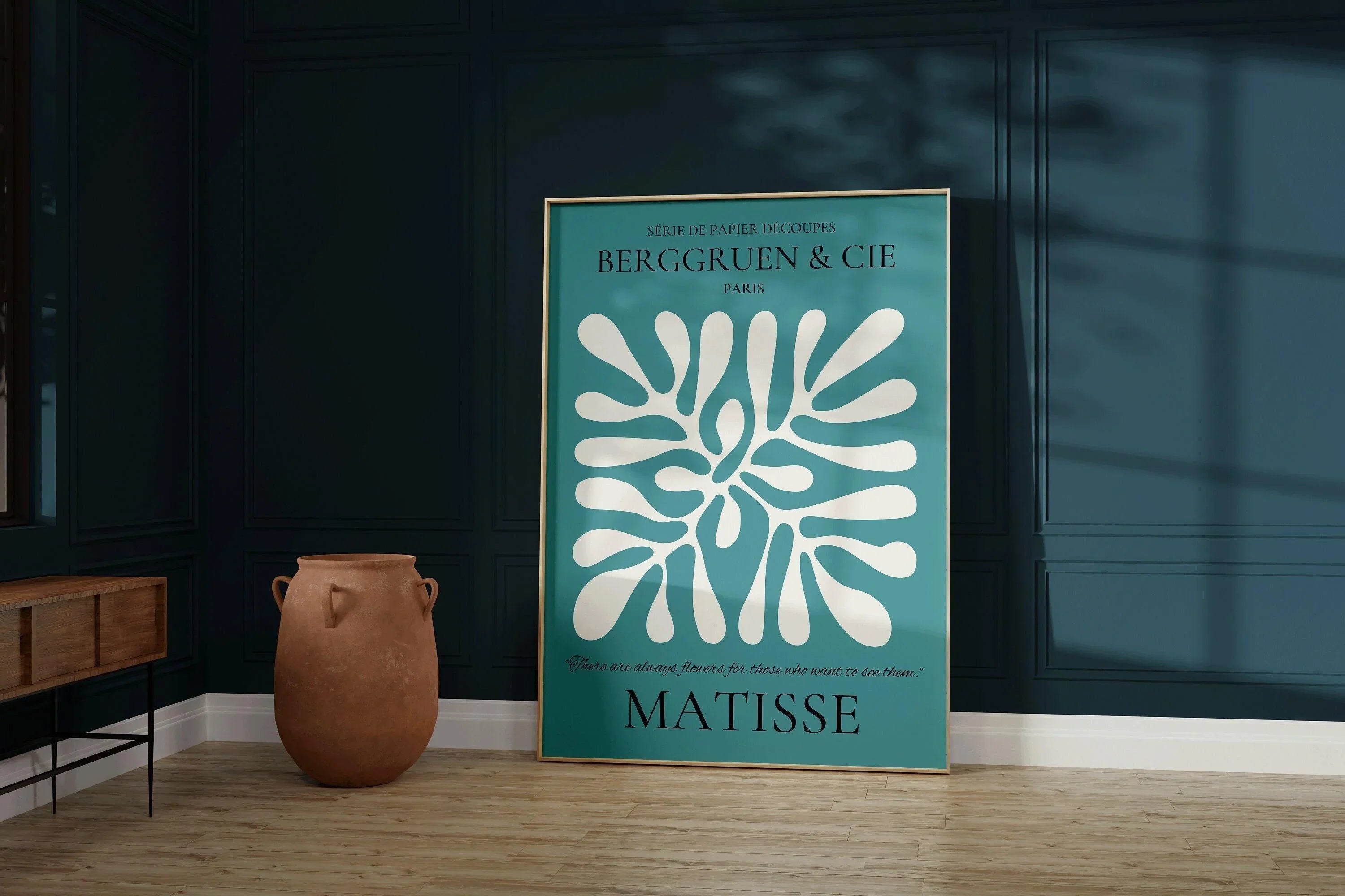 Henri Matisse - Leaf Poster Papier Decoupes | Exhibition Poster in Teal Famous Painting