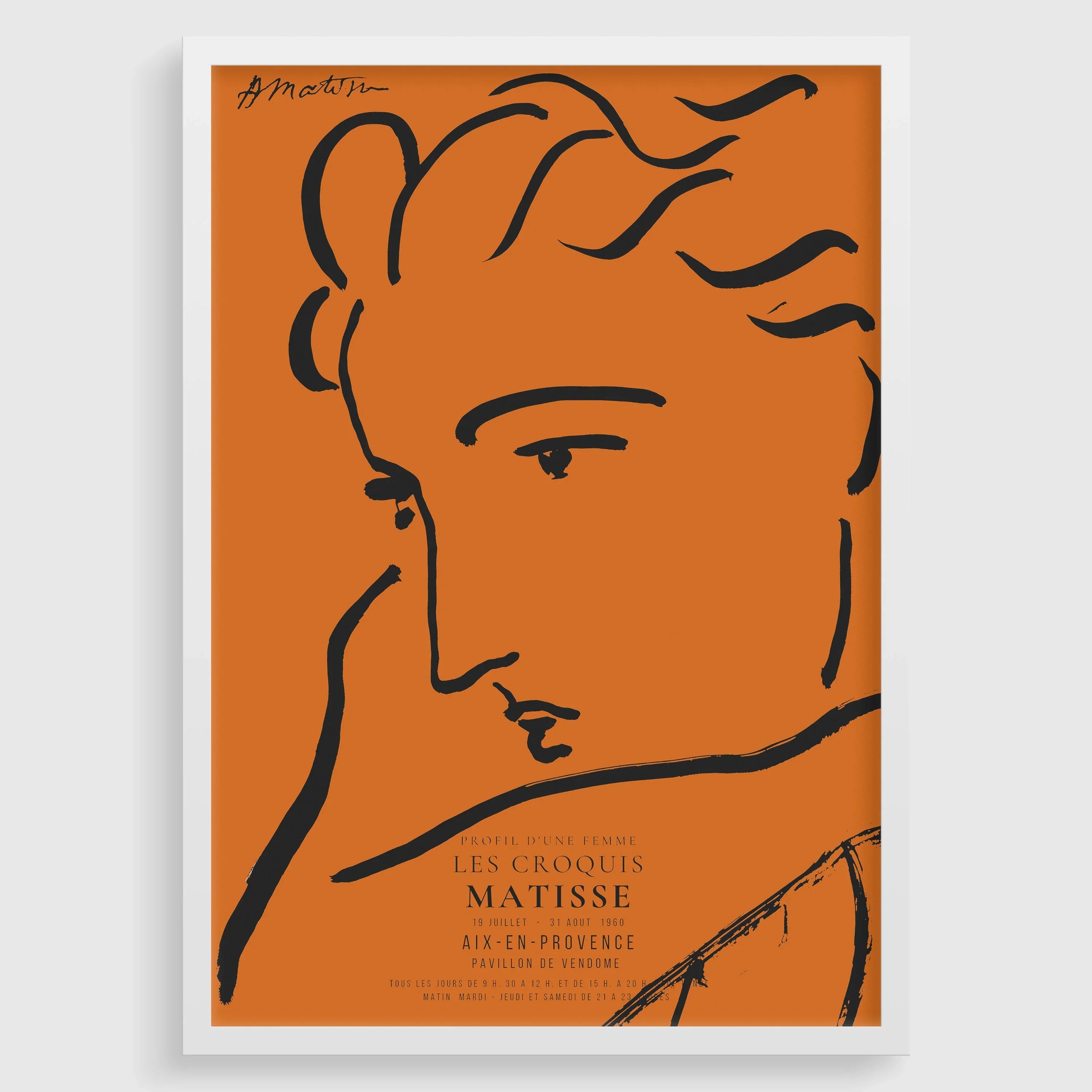 Henri Matisse - Profile of a Woman | Famous Sketch Art in Orange and Black
