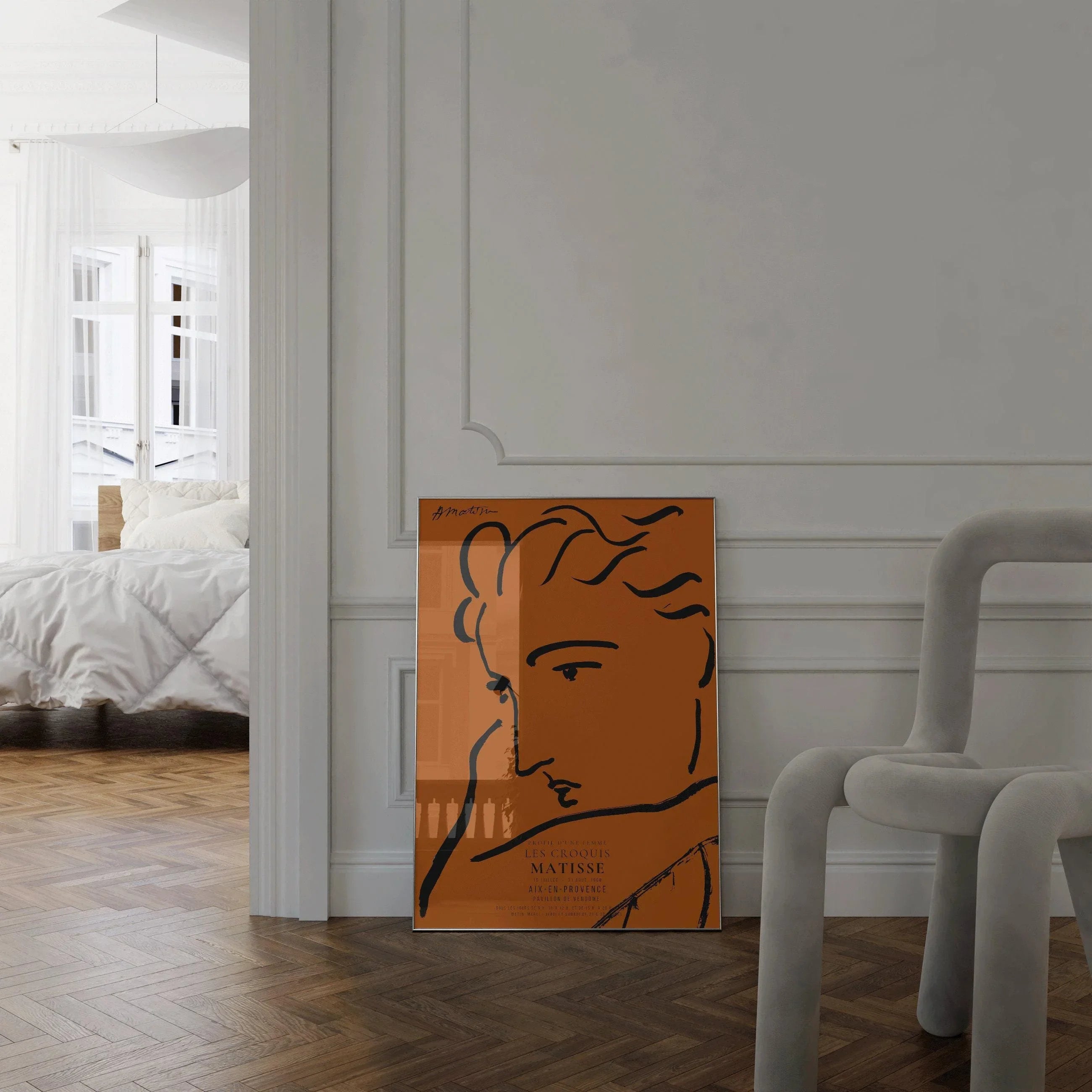 Henri Matisse - Profile of a Woman | Famous Sketch Art in Orange and Black