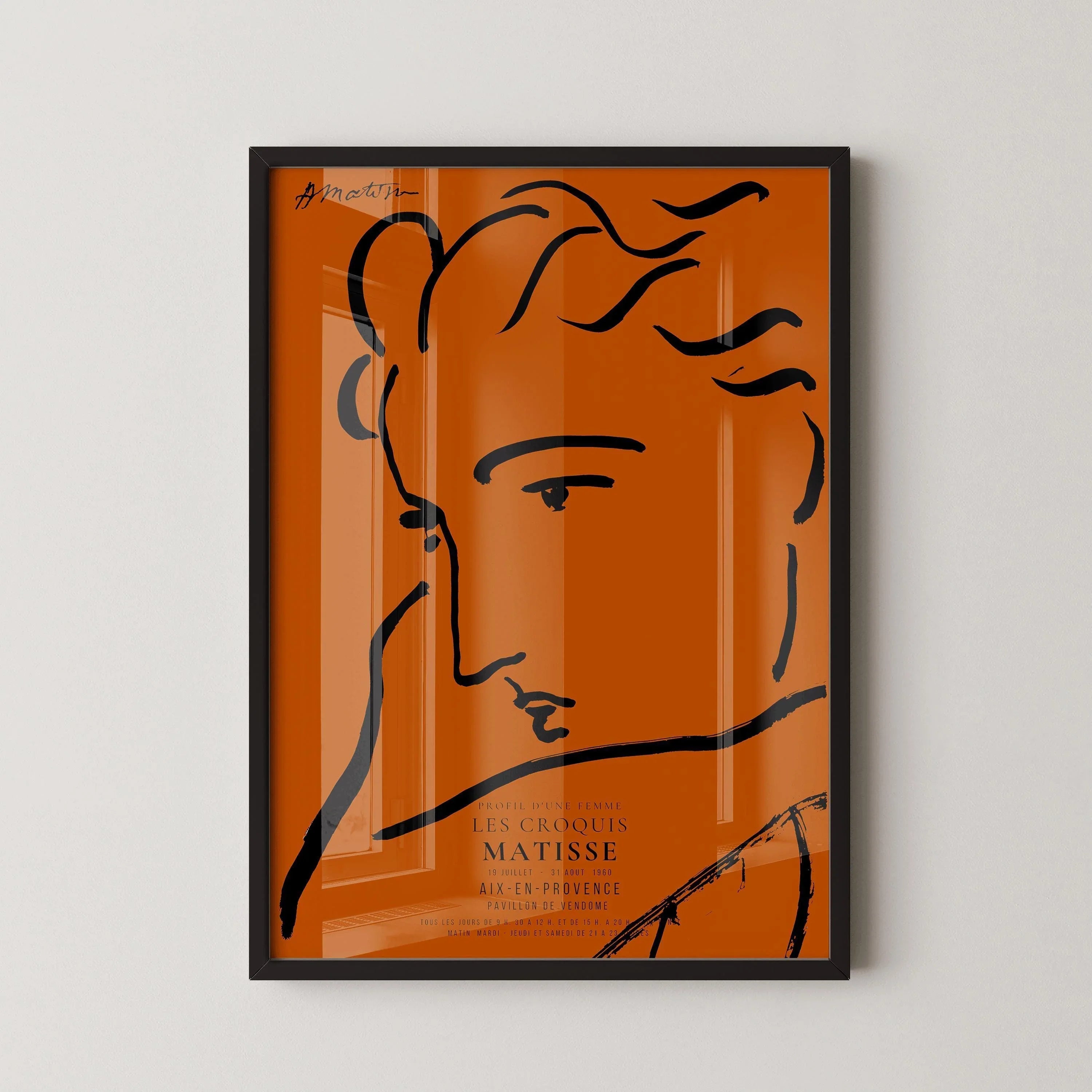 Henri Matisse - Profile of a Woman | Famous Sketch Art in Orange and Black