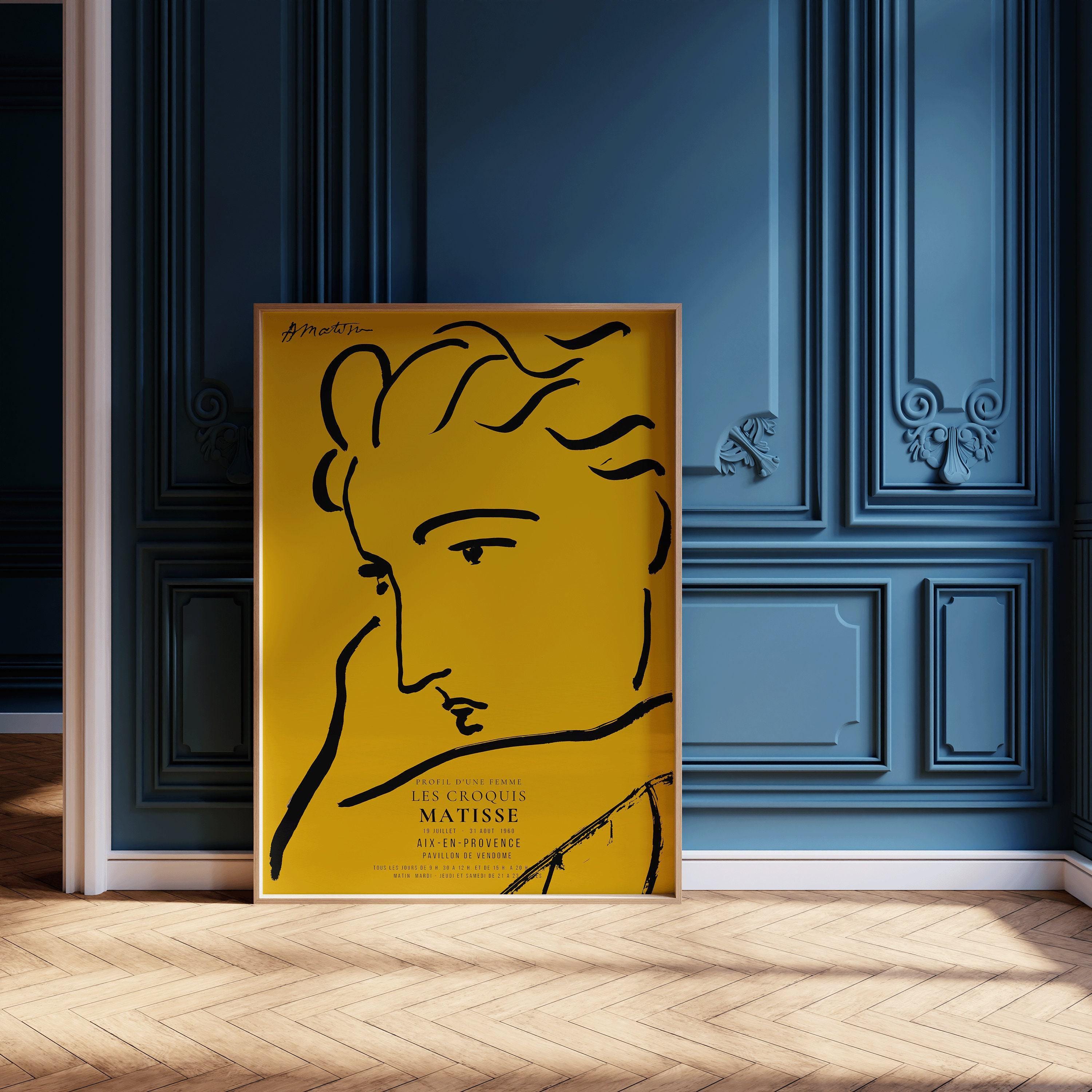 Henri Matisse - Profile of a Woman | Famous Sketch Art in Yellow and Black (available handframed or unframed) - 9ArtPrints