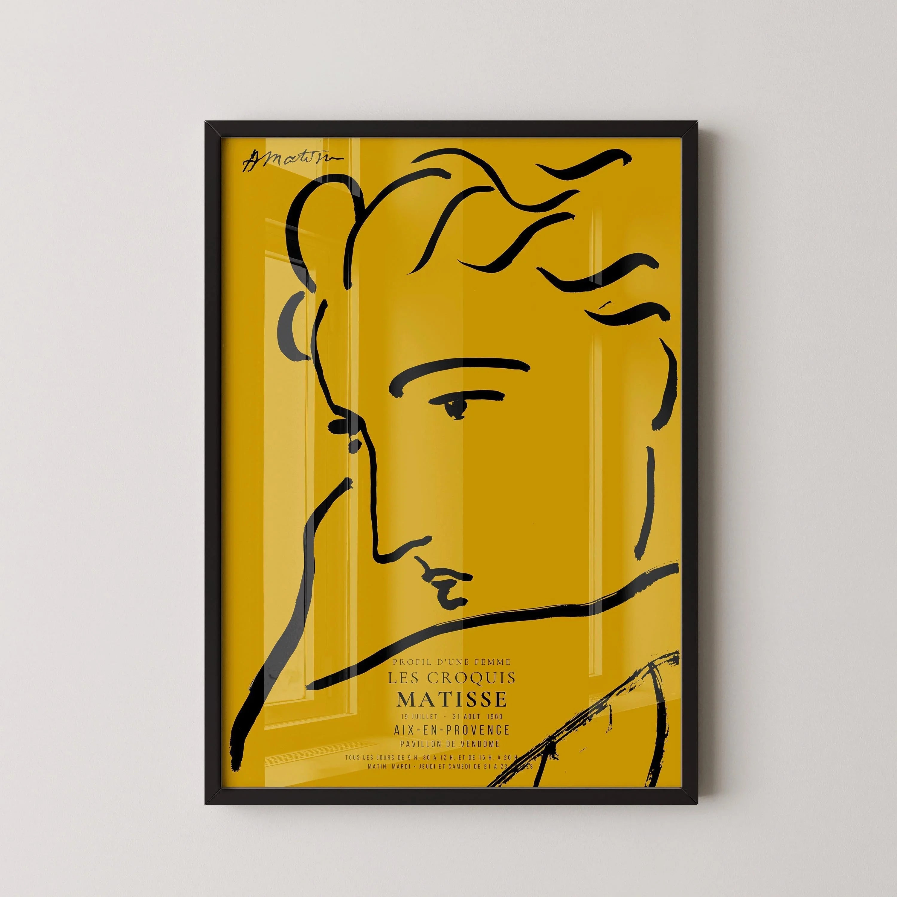 Henri Matisse - Profile of a Woman | Famous Sketch Art in Yellow and Black