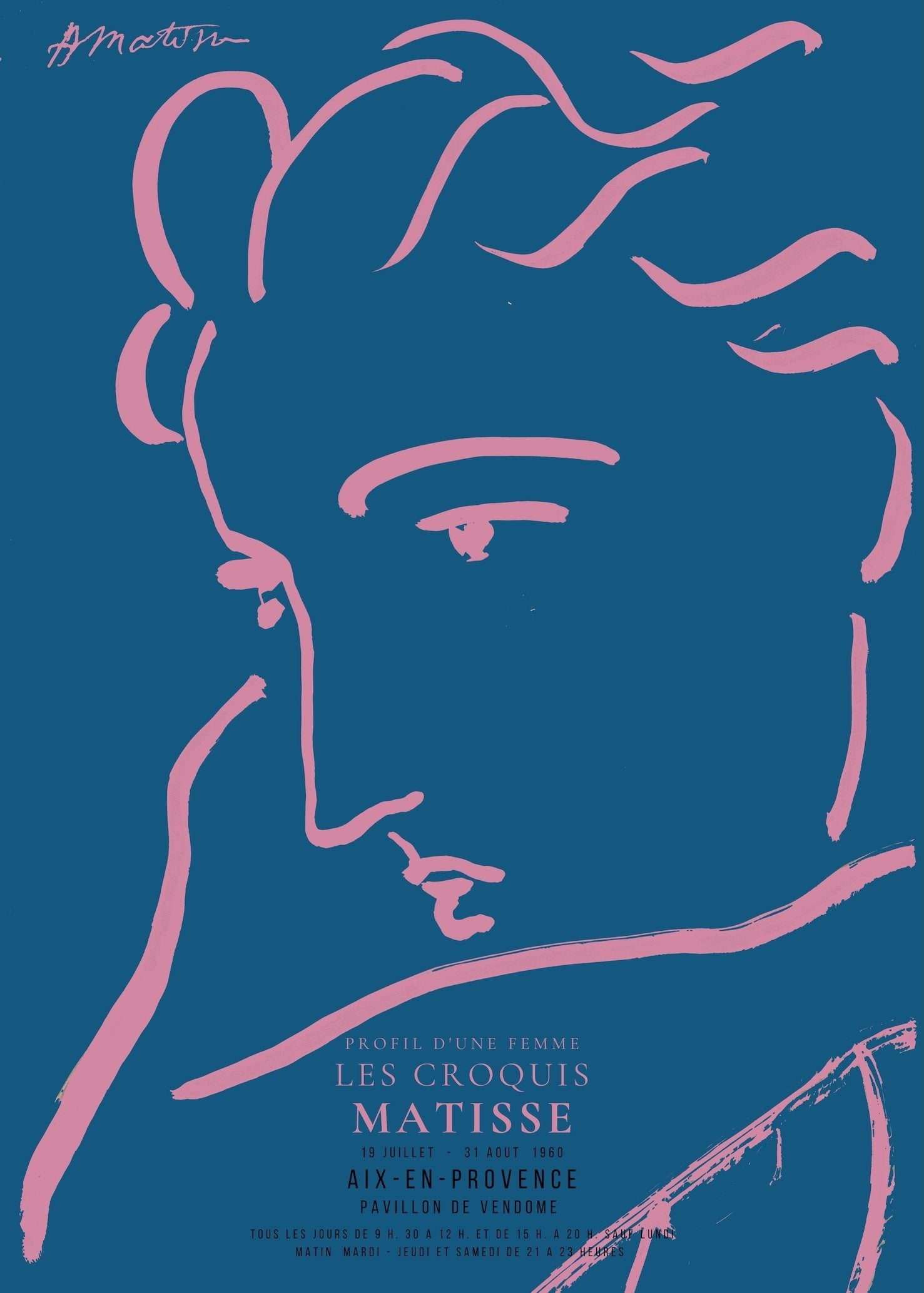 Henri Matisse — Profile of a Woman | Fauvist Sketch in Blue and Pink - 9ArtPrints