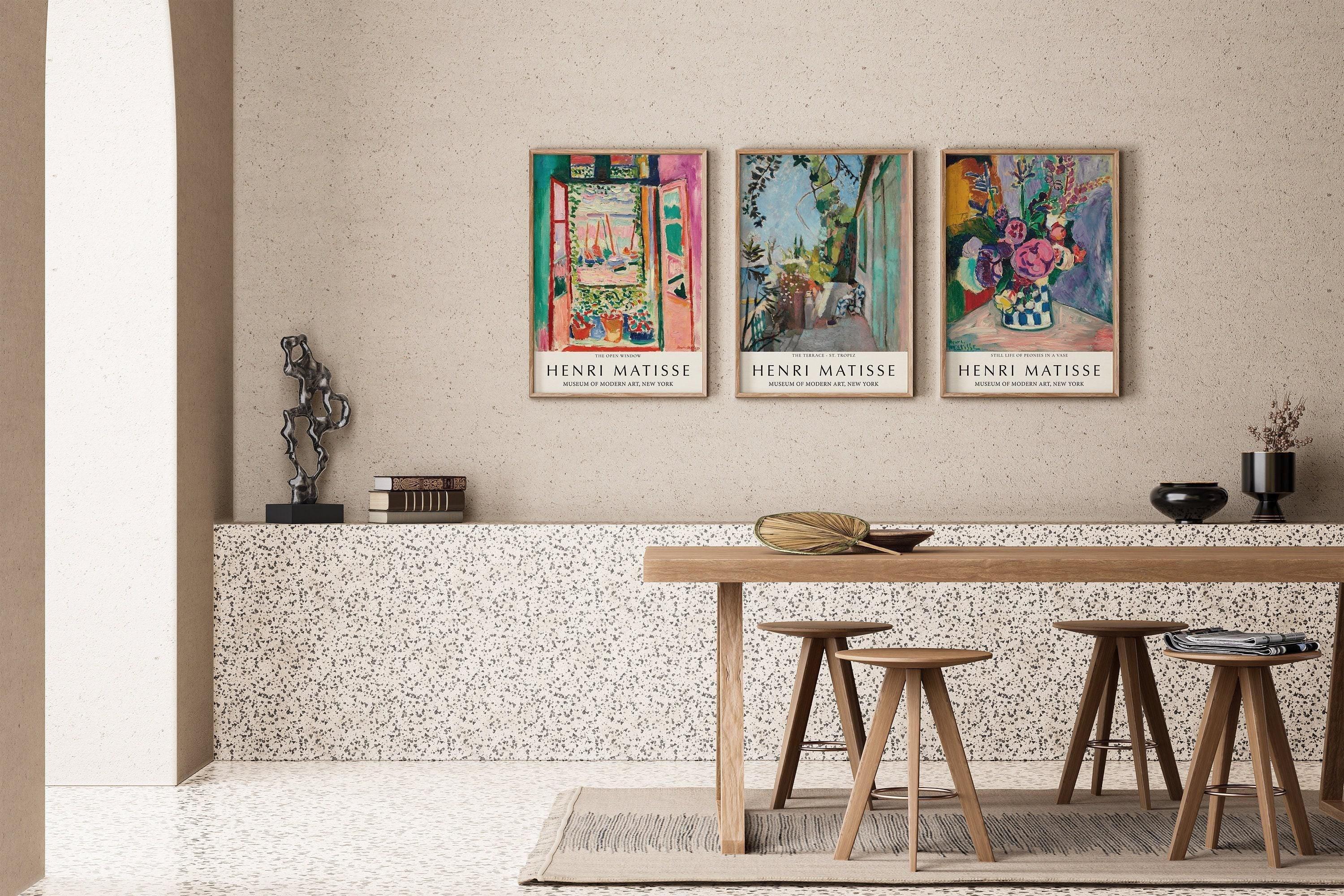 Henri Matisse STATEMENT TRIO | Open Window St. Tropez Peonies | Fauvist Vintage Art Available framed or unframed - 9ArtPrints