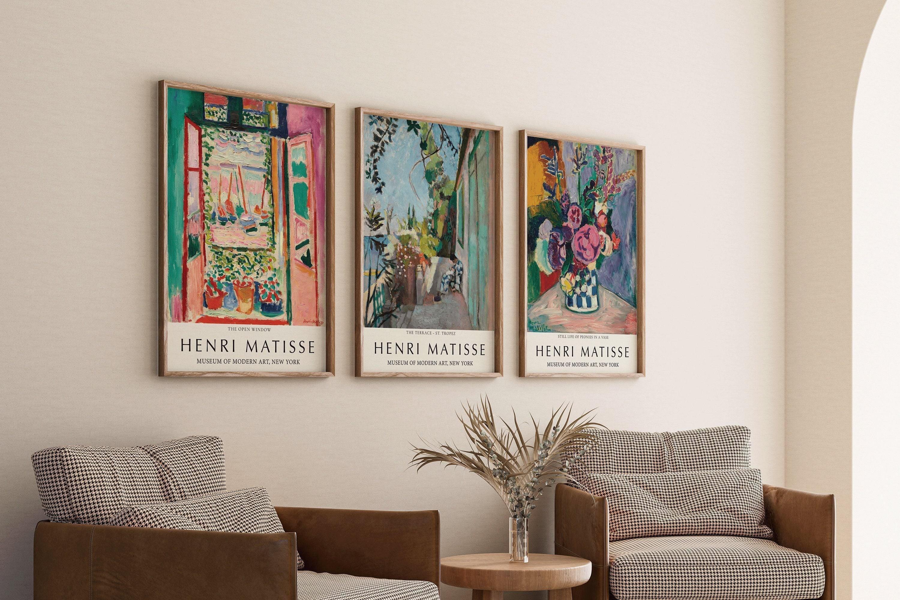 Henri Matisse STATEMENT TRIO | Open Window St. Tropez Peonies | Fauvist Vintage Art Available framed or unframed - 9ArtPrints