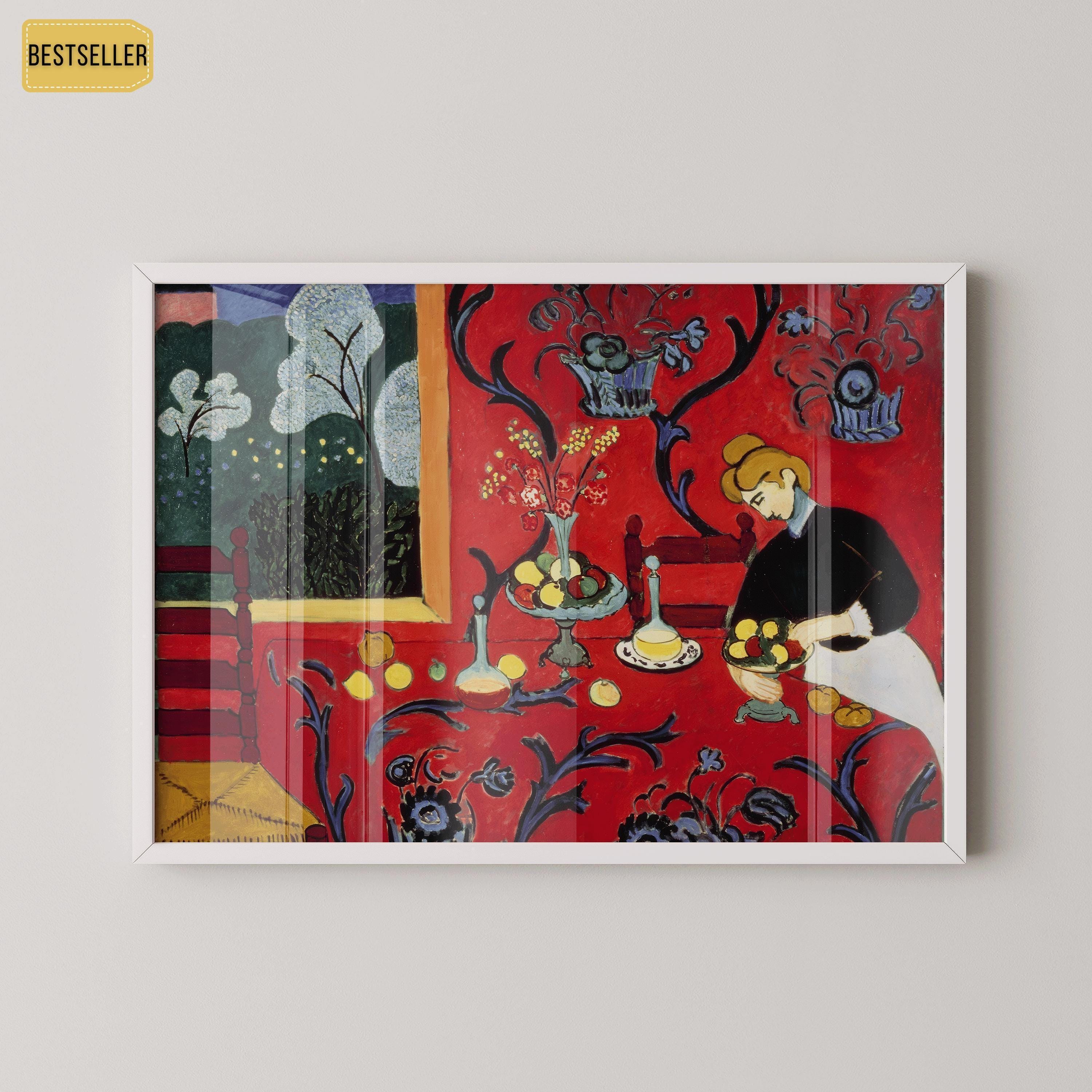 Henri Matisse - The Dessert: Harmony in Red (1907) | Our Striking, Gorgeous Bestseller in Brilliant Red (available unframed or framed) - 9ArtPrints