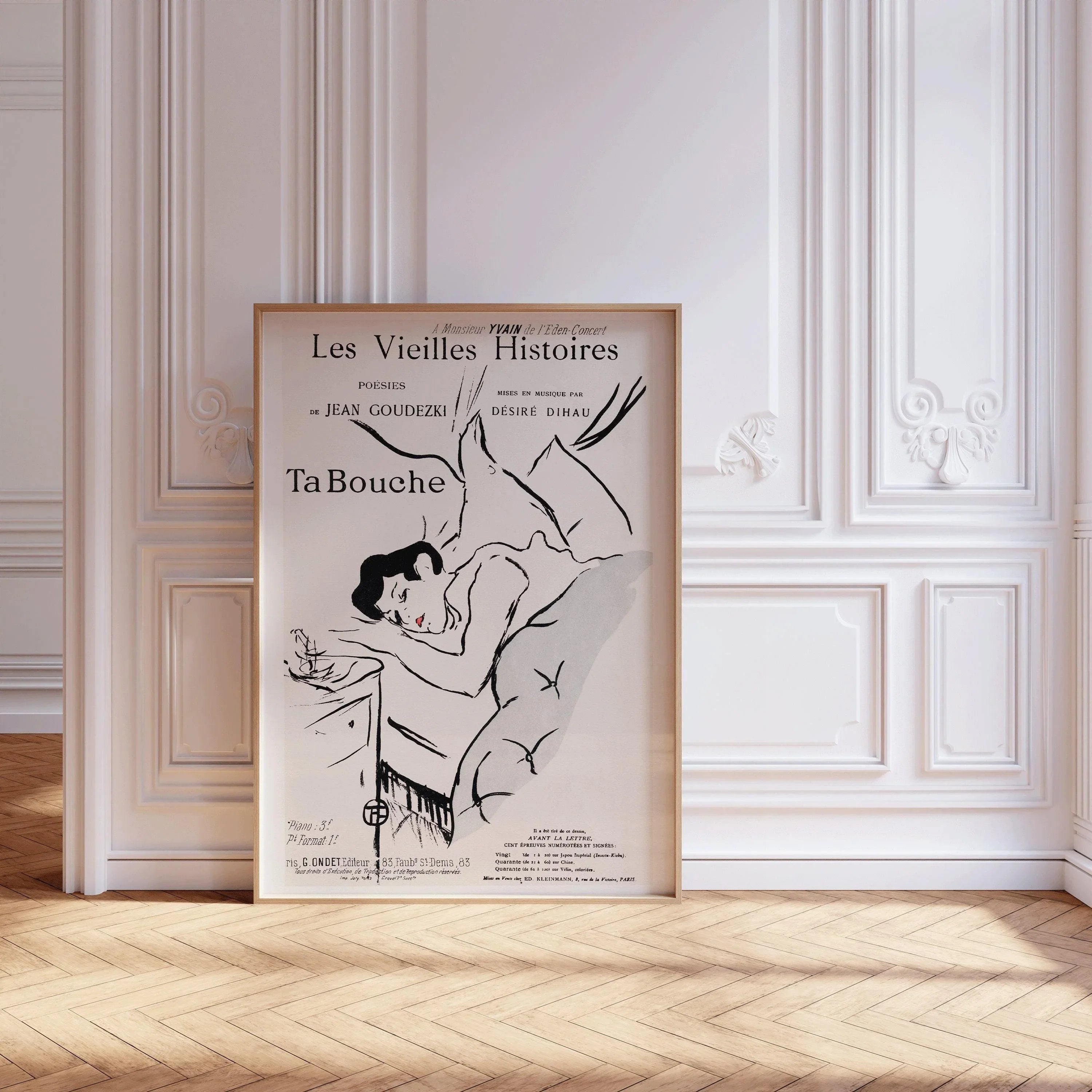 Henri Toulouse Lautrec - Ta Bouche | Famous Sketch Neutral Art Poster (available handframed or unframed) - 9ArtPrints