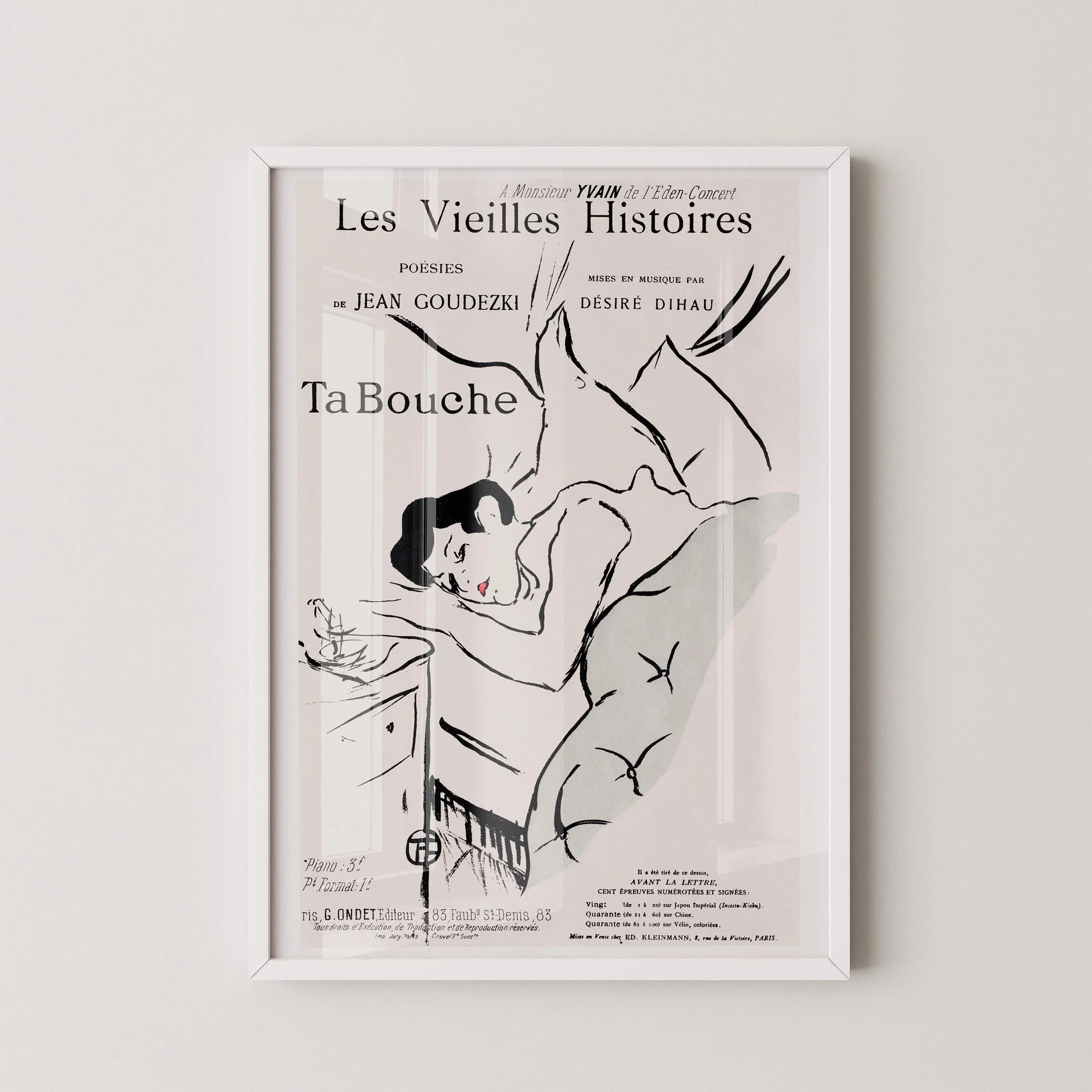 Henri Toulouse Lautrec - Ta Bouche | Famous Sketch Neutral Art Poster