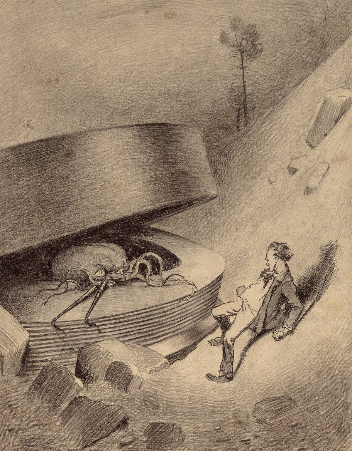 Henrique Alvim Corrêa — Martian Emerges (1906) | Science Fiction Illustration Print - 9ArtPrints
