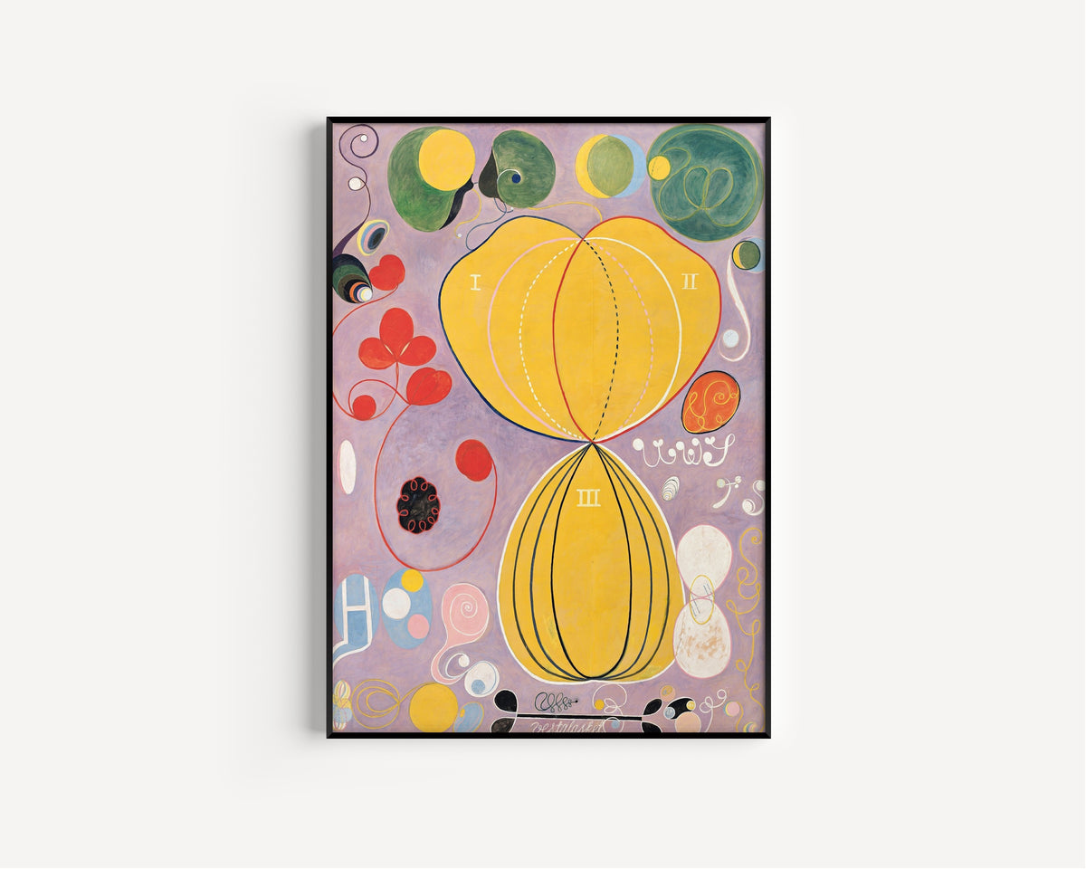 The Ten Largest, No. 7, Adulthood by Hilma af Klint — in a slim black frame on a plain white wall
