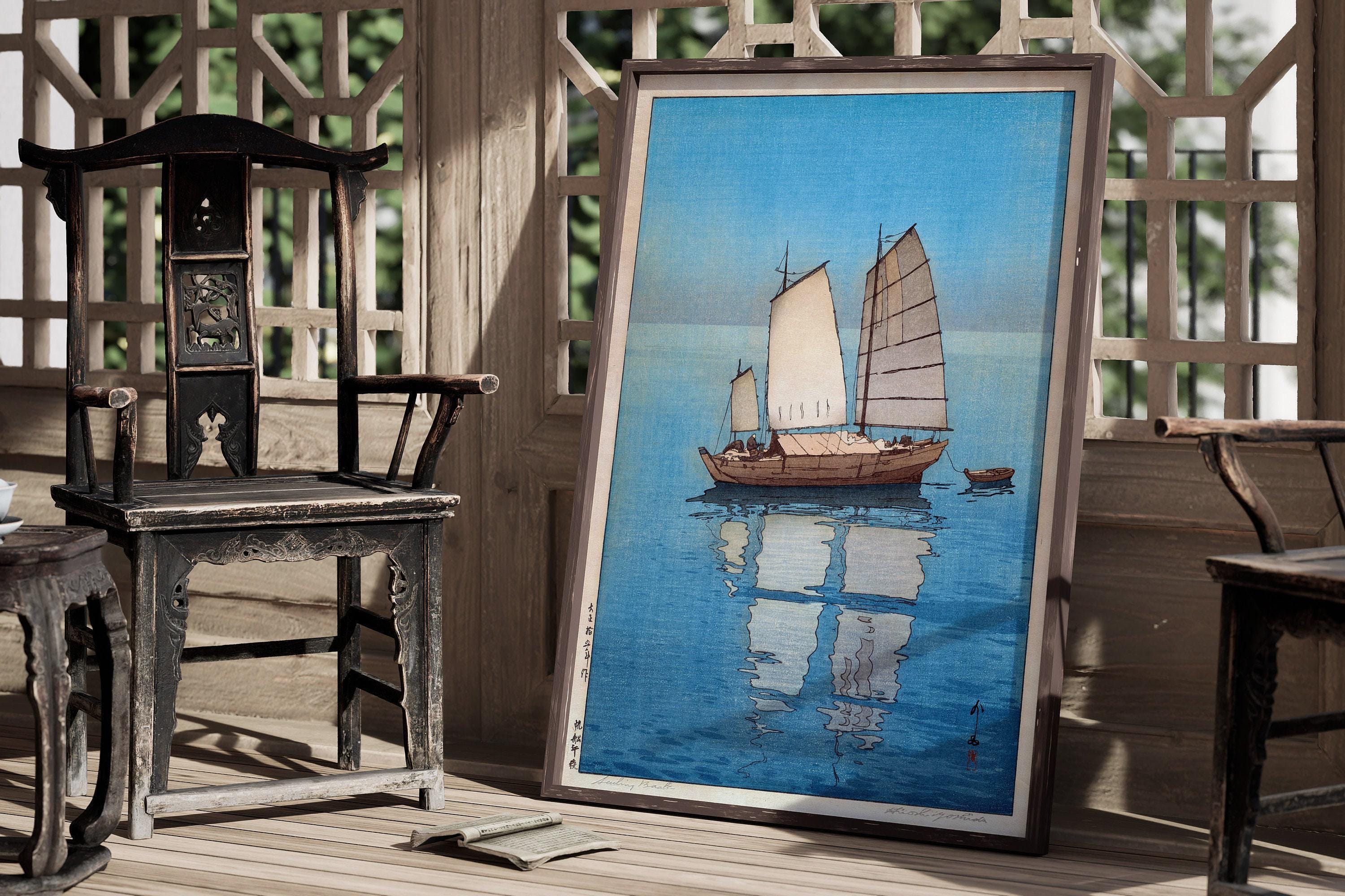 Hiroshi Yoshida Afternoon Sailboats Giclee Print: Vintage Japanese Woodblock Art - 9ArtPrints