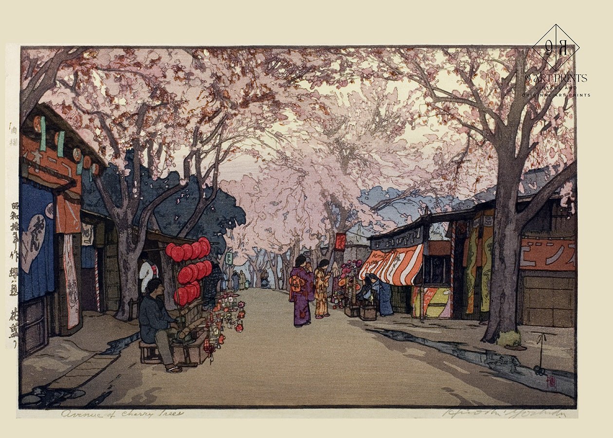 Hiroshi Yoshida Cherry Tree Print: Japanese Woodblock Art, Giclee on Hahnemuhle Paper - 9ArtPrints