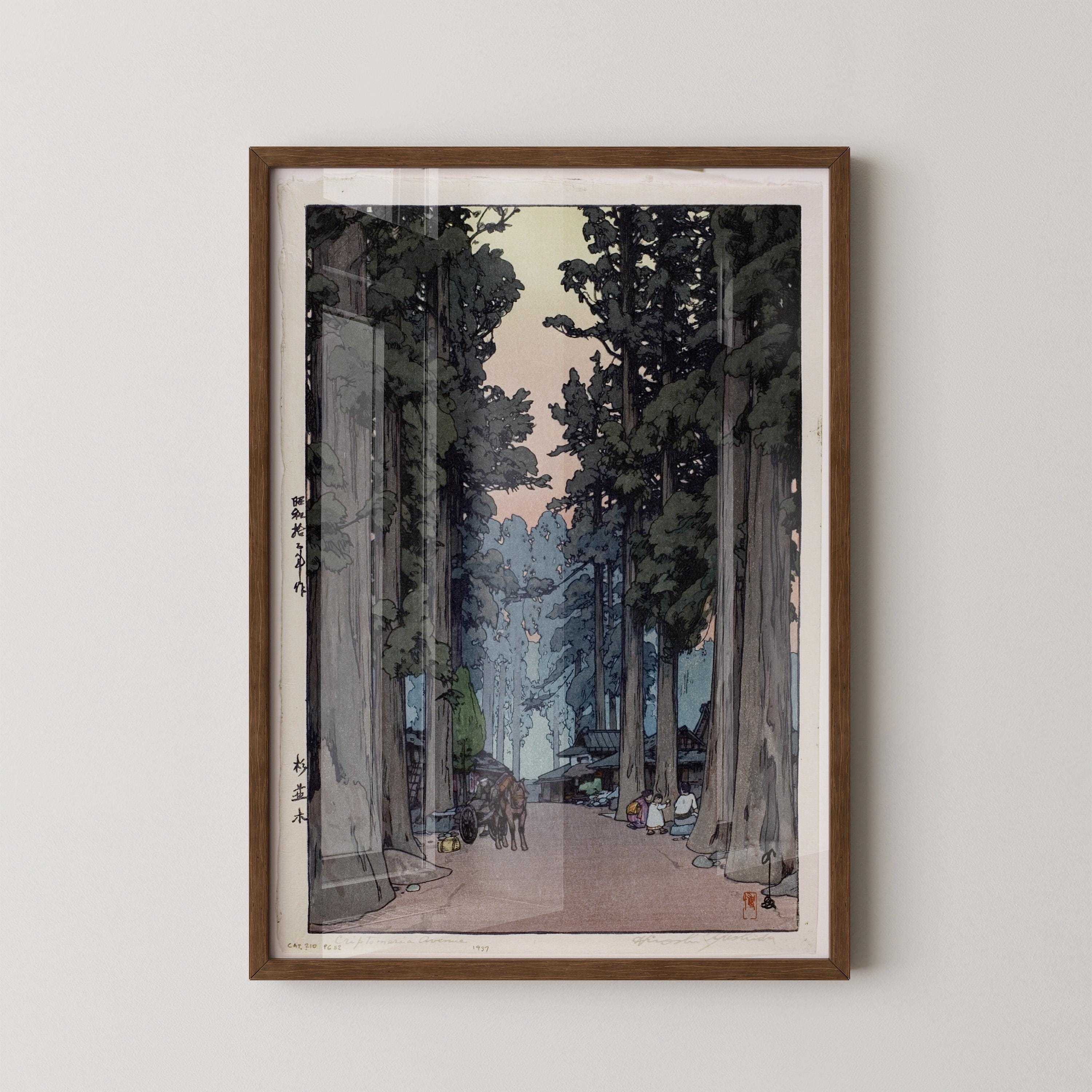 Hiroshi Yoshida Cryptomeria Avenue Giclee Print: Japanese Woodblock Art - 9ArtPrints