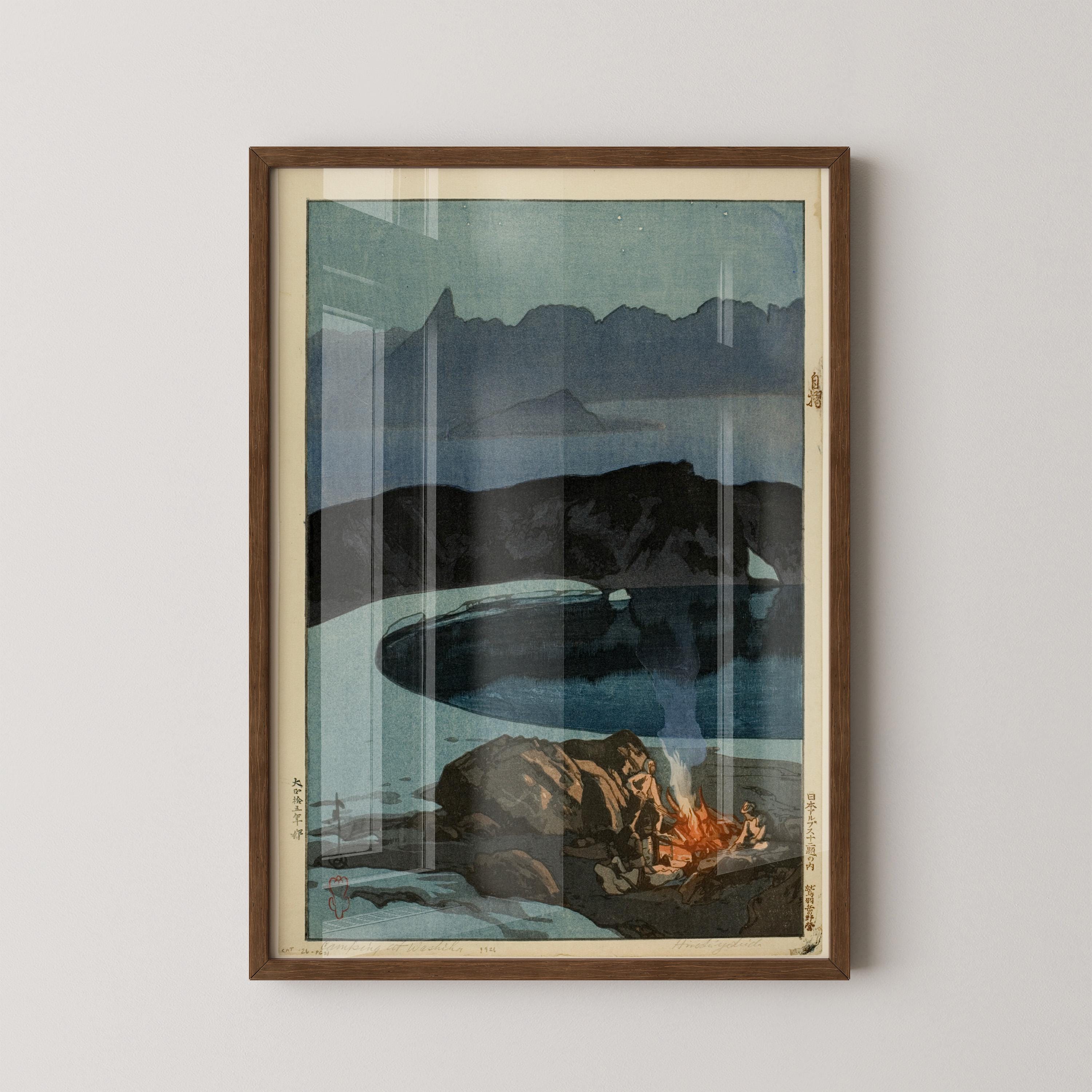 Hiroshi Yoshida Japanese Woodblock Print: Camping at Washibadake Giclee Art - 9ArtPrints