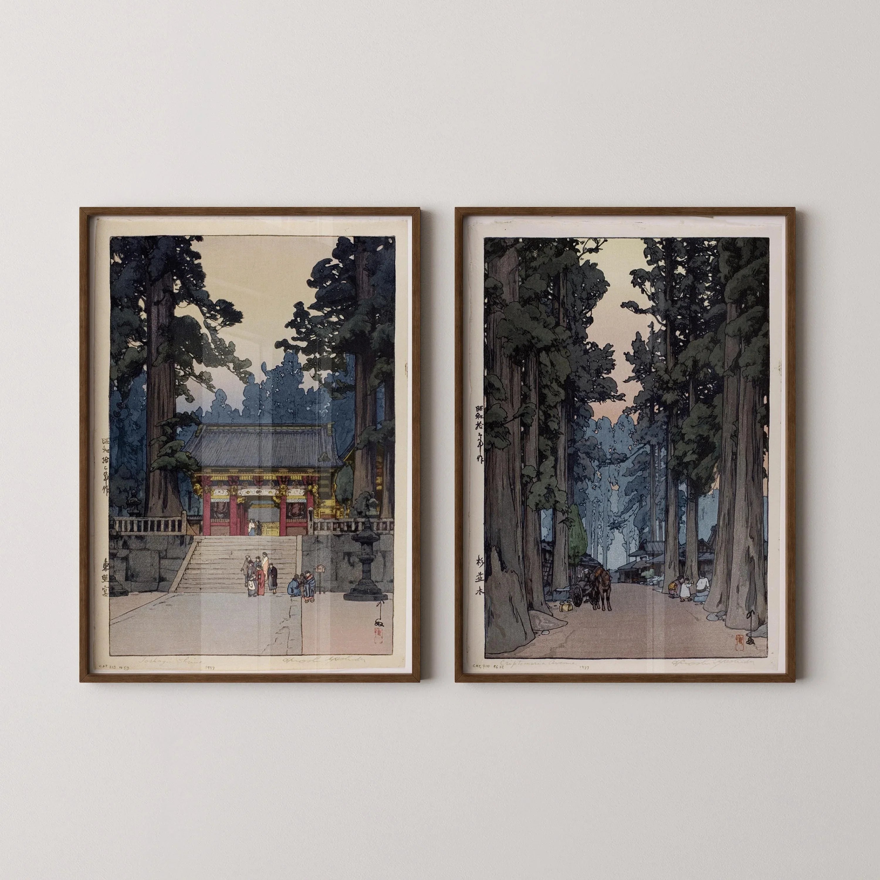 Hiroshi Yoshida Japanese Woodblock Print Set: Toshogu Shrine & Cryptomeria Avenue - 9ArtPrints