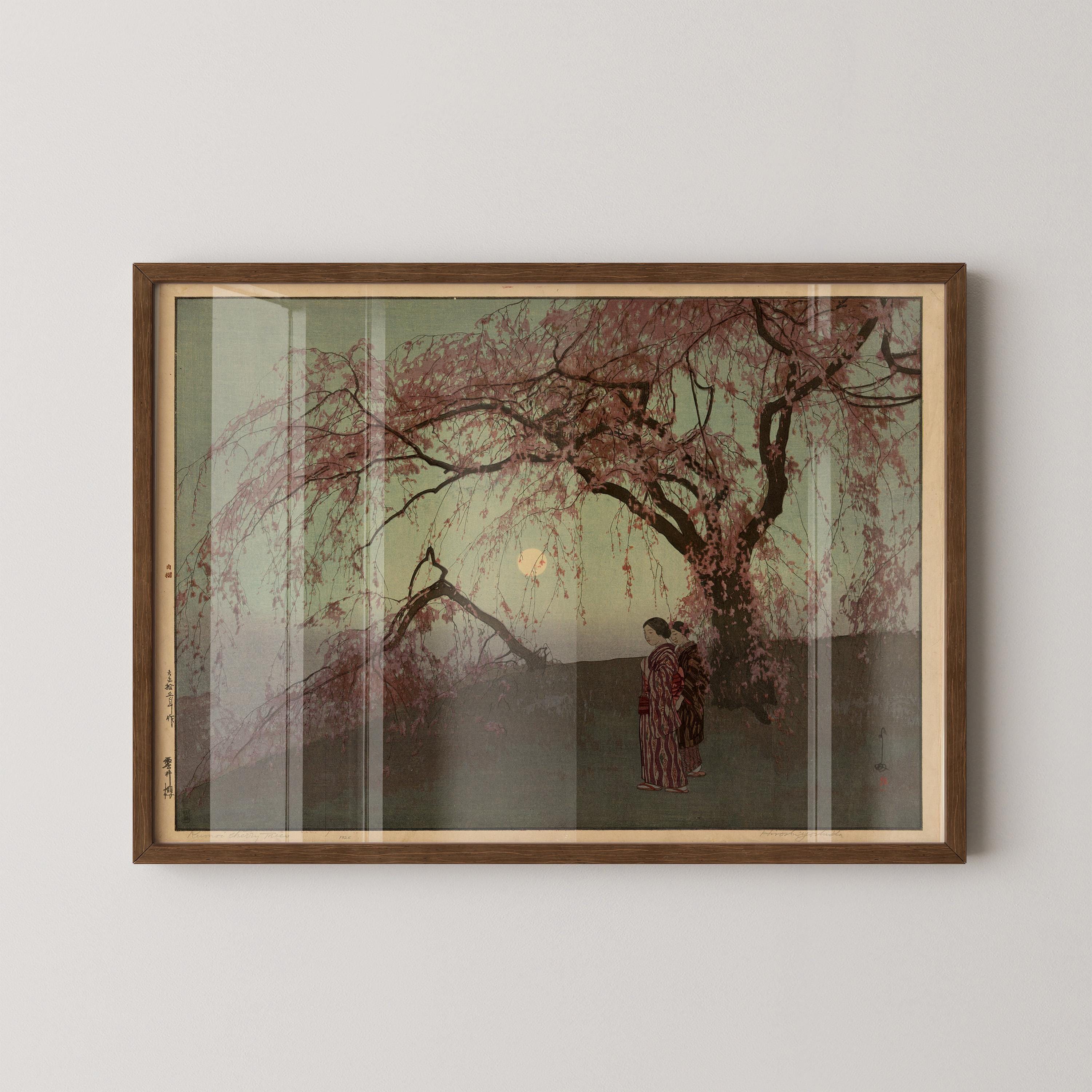 Hiroshi Yoshida Kumoi Cherry Trees Giclee Print: Vintage Japanese Woodblock Art - 9ArtPrints