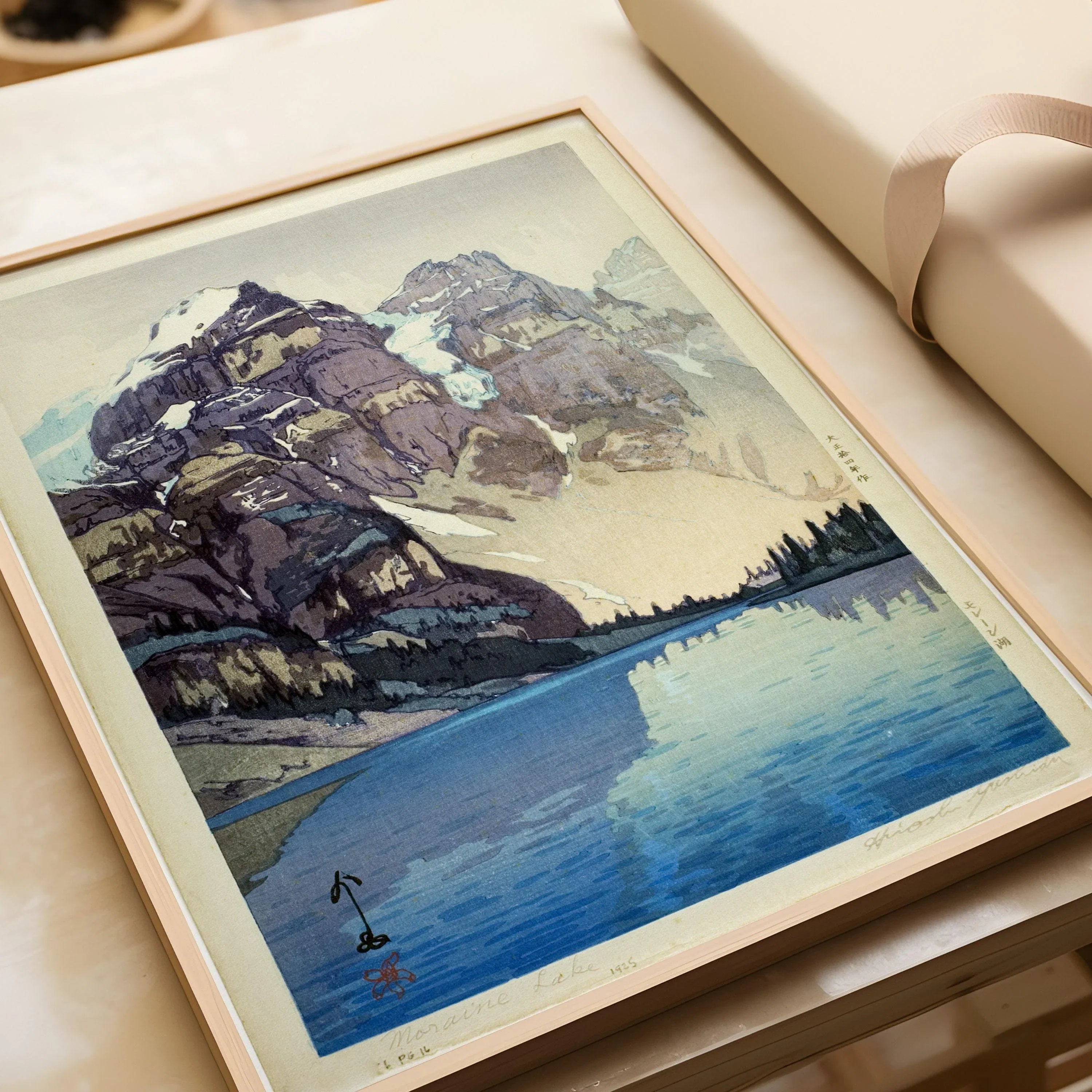 Hiroshi Yoshida – Moraine Lake | PRINT | One of Our Most Beautiful & Tranquil Vintage Japanese Woodblock Art available framed - 9ArtPrints