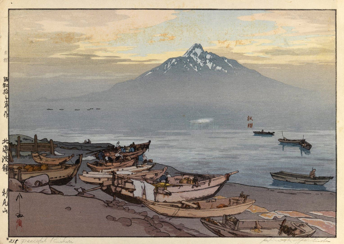 Hiroshi Yoshida - Peaceful Rishiri Japanese Woodblock Print: Giclée Art - 9ArtPrints