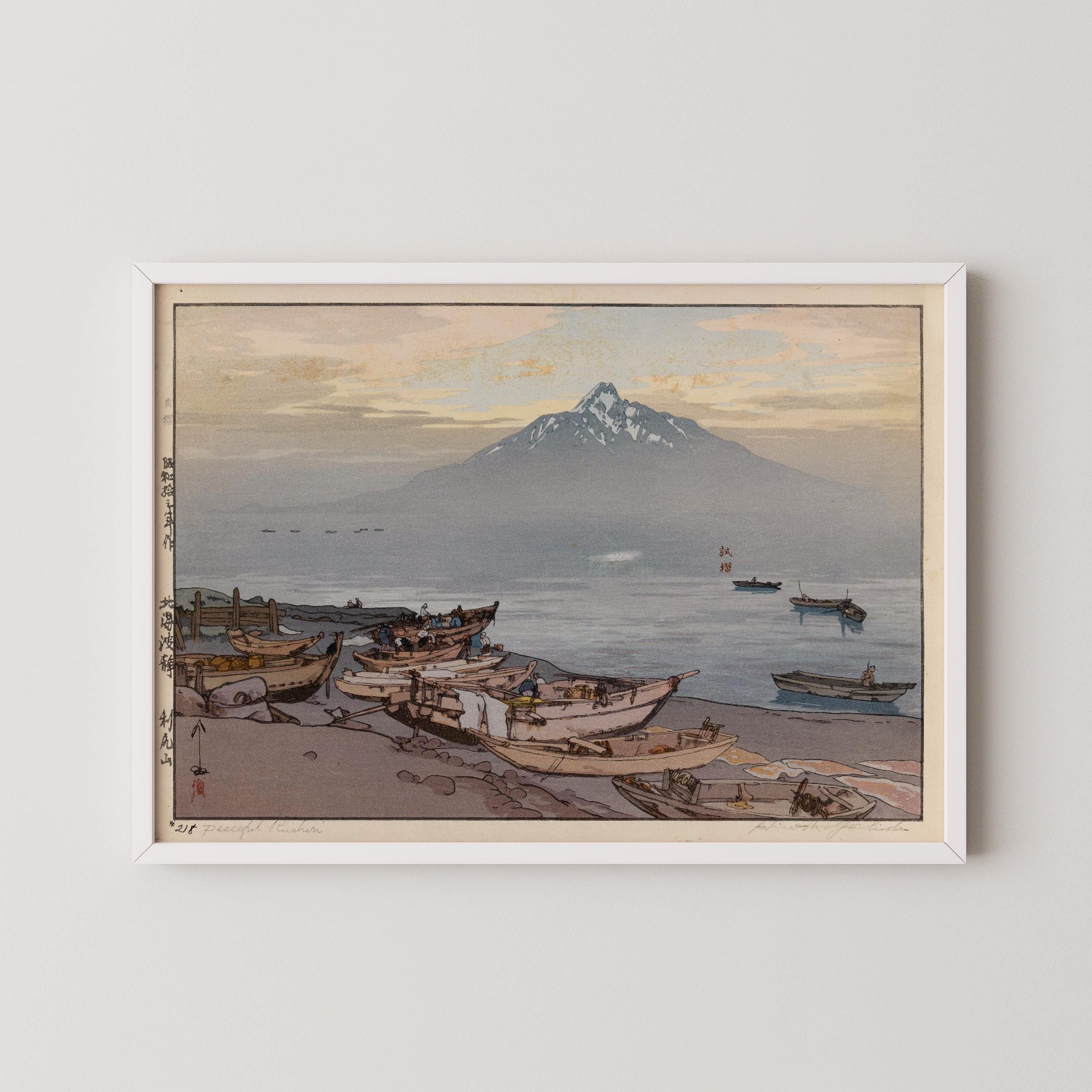 Hiroshi Yoshida - Peaceful Rishiri Japanese Woodblock Print: Giclée Art - 9ArtPrints