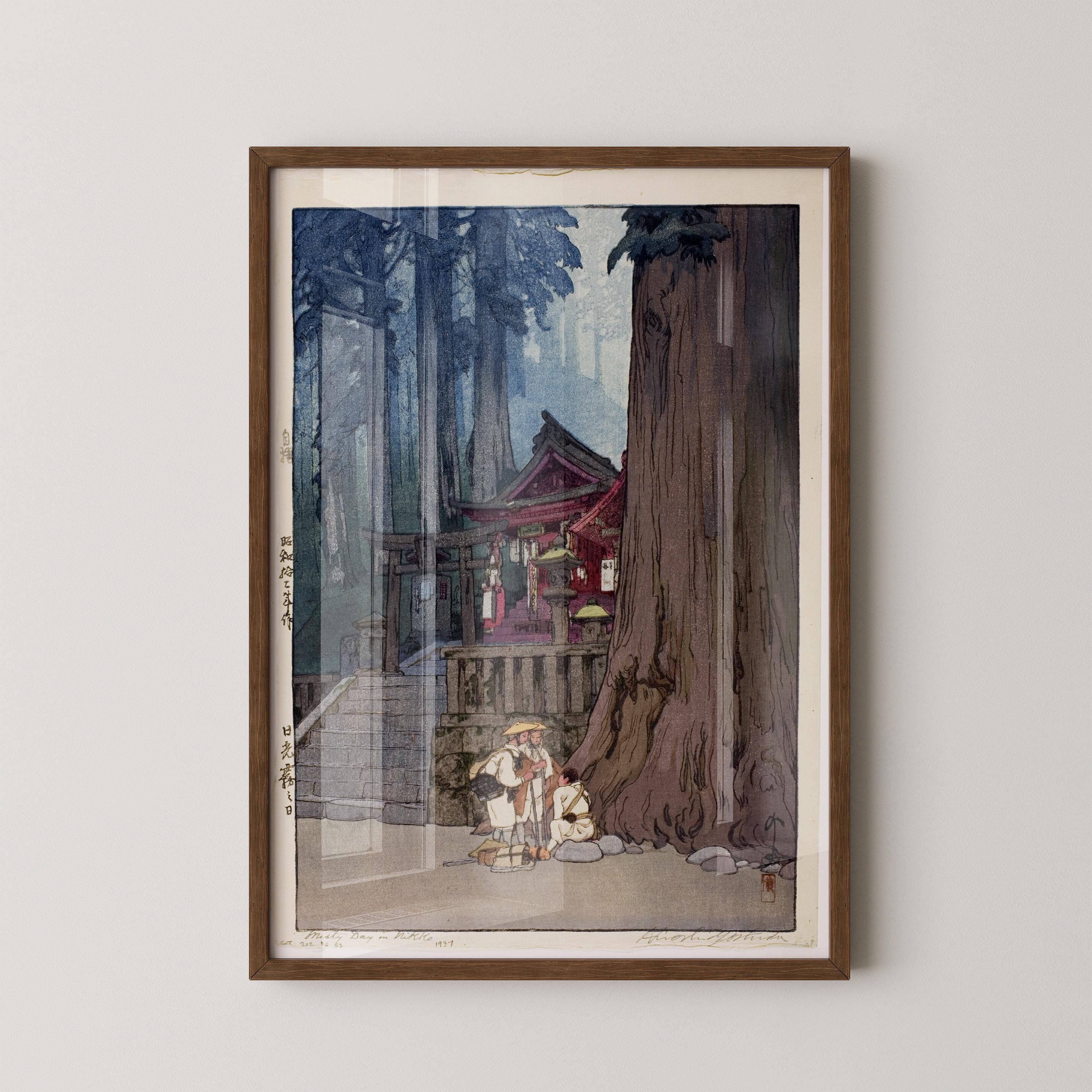 Hiroshi Yoshida Print: Misty Day in Nikko, Japanese Woodblock Art - 9ArtPrints