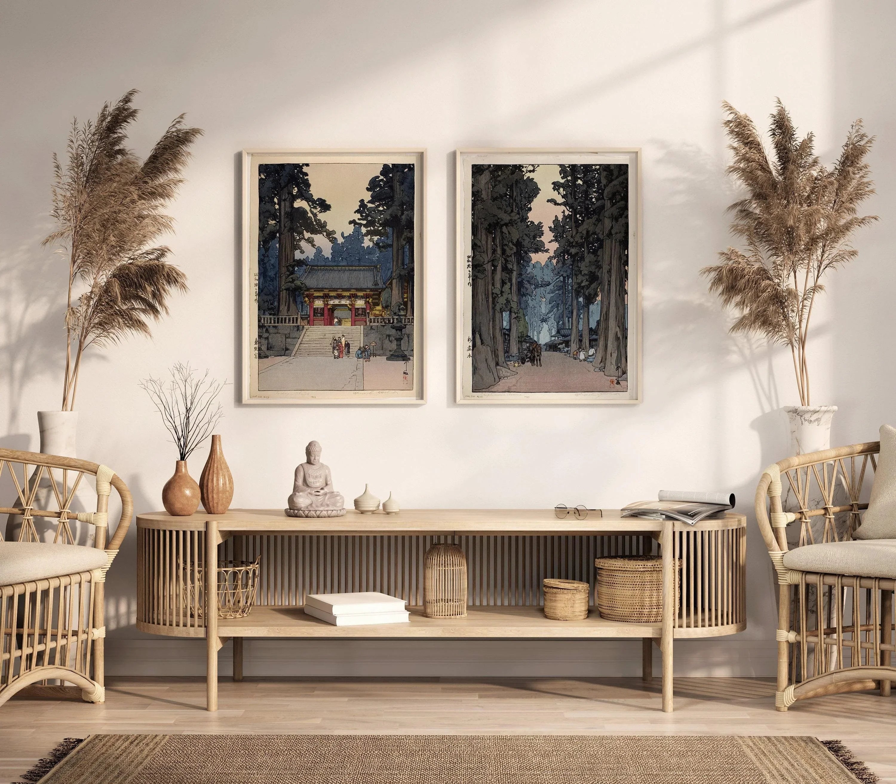 Hiroshi Yoshida STATEMENT DUO Toshogu Shrine and Cryptomeria Avenue | | Vintage Japanese Woodblock Art available framed - 9ArtPrints