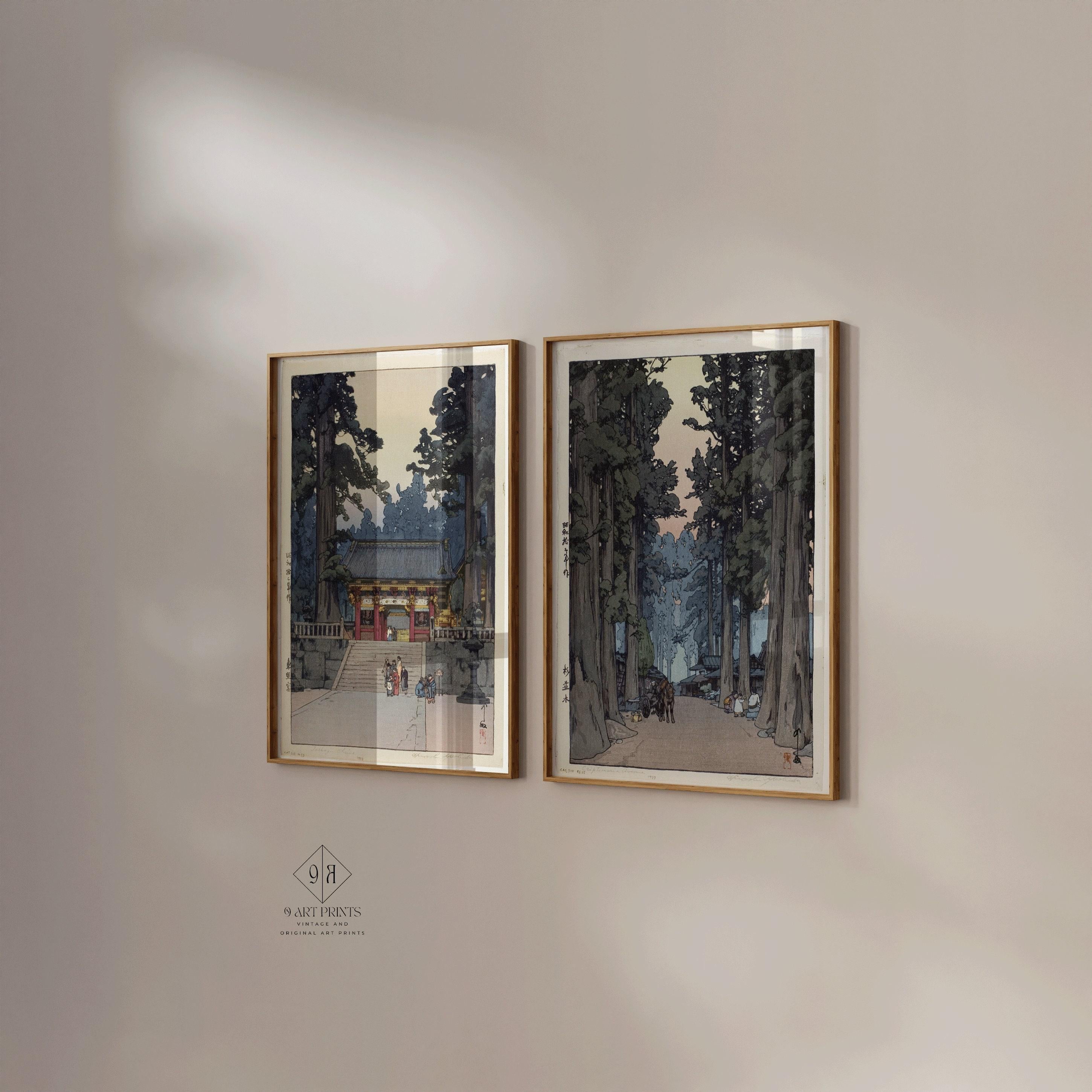 Hiroshi Yoshida STATEMENT DUO Toshogu Shrine and Cryptomeria Avenue | | Vintage Japanese Woodblock Art available framed - 9ArtPrints