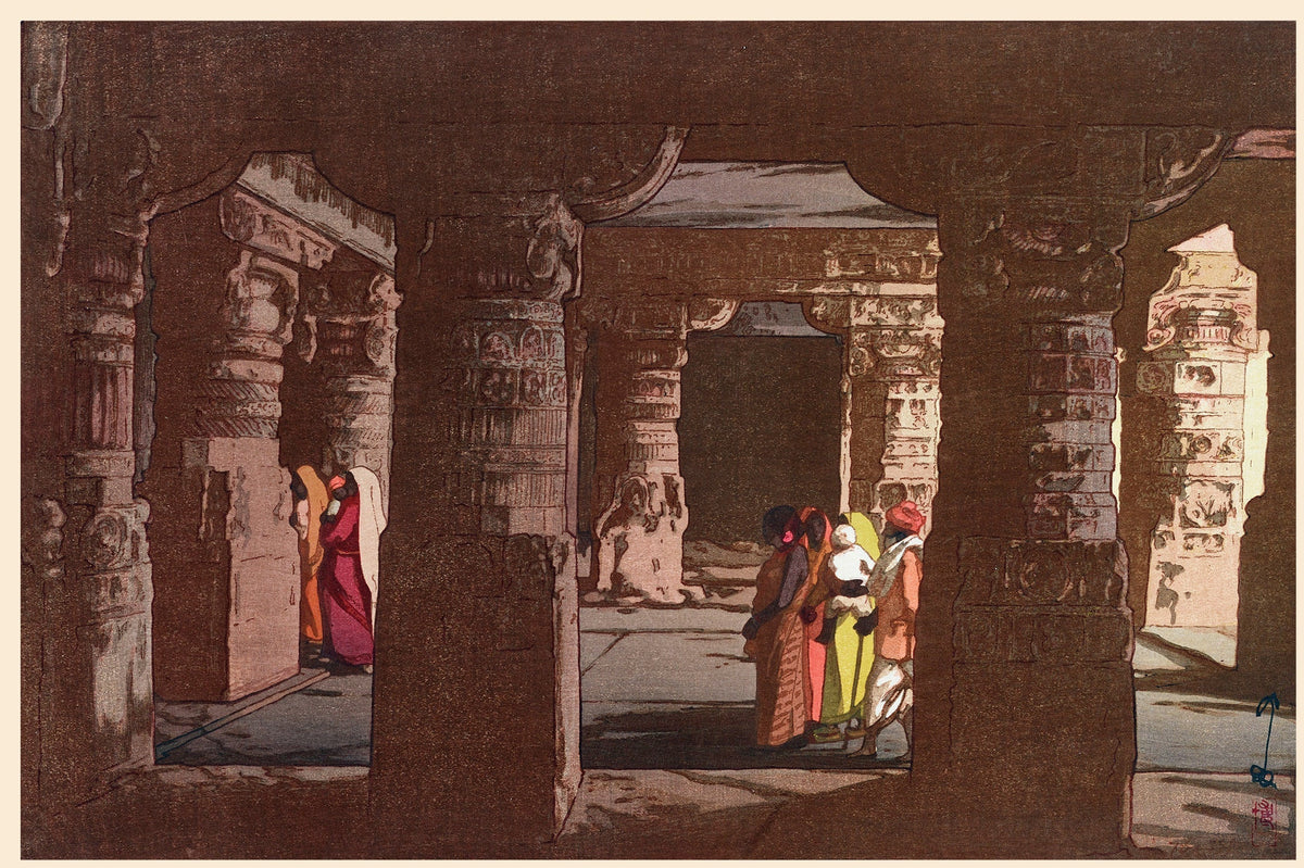 Hiroshi Yoshida — Ellora Cavern in India | Japanese Woodblock Print (Shin Hanga) - 9ArtPrints