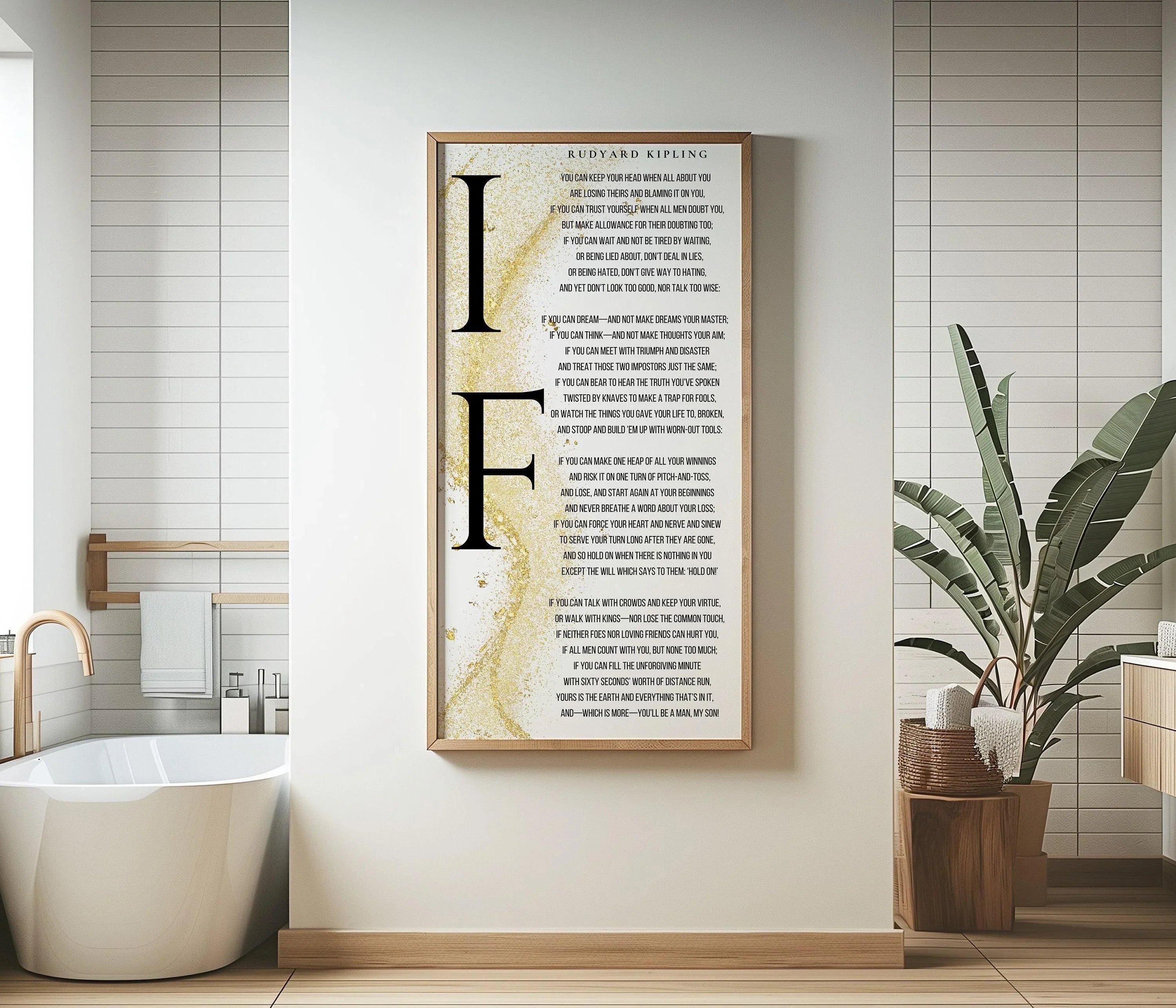 If - Rudyard Kipling PRINT | Vintage Narrow Vertical Typography Poetry Art (available handframed) 2x1 - 9ArtPrints