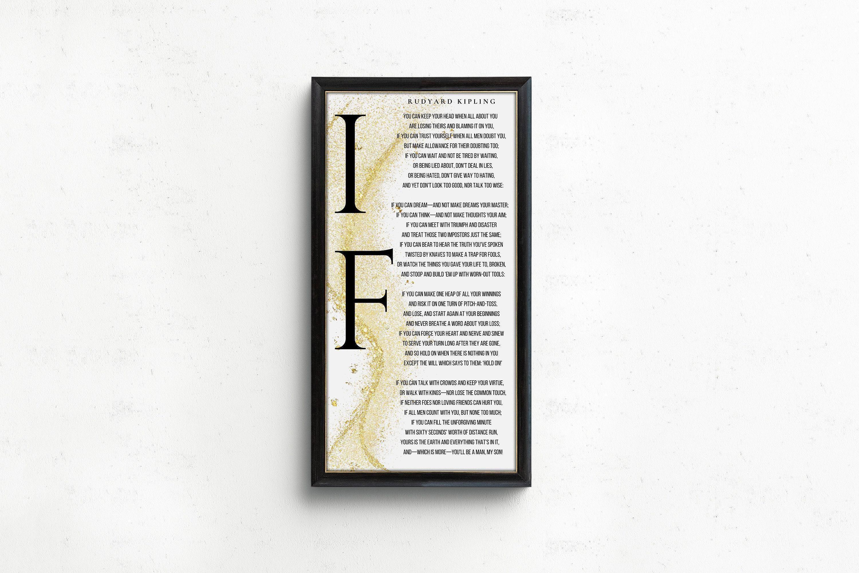 If - Rudyard Kipling PRINT | Vintage Narrow Vertical Typography Poetry Art (available handframed) 2x1 - 9ArtPrints