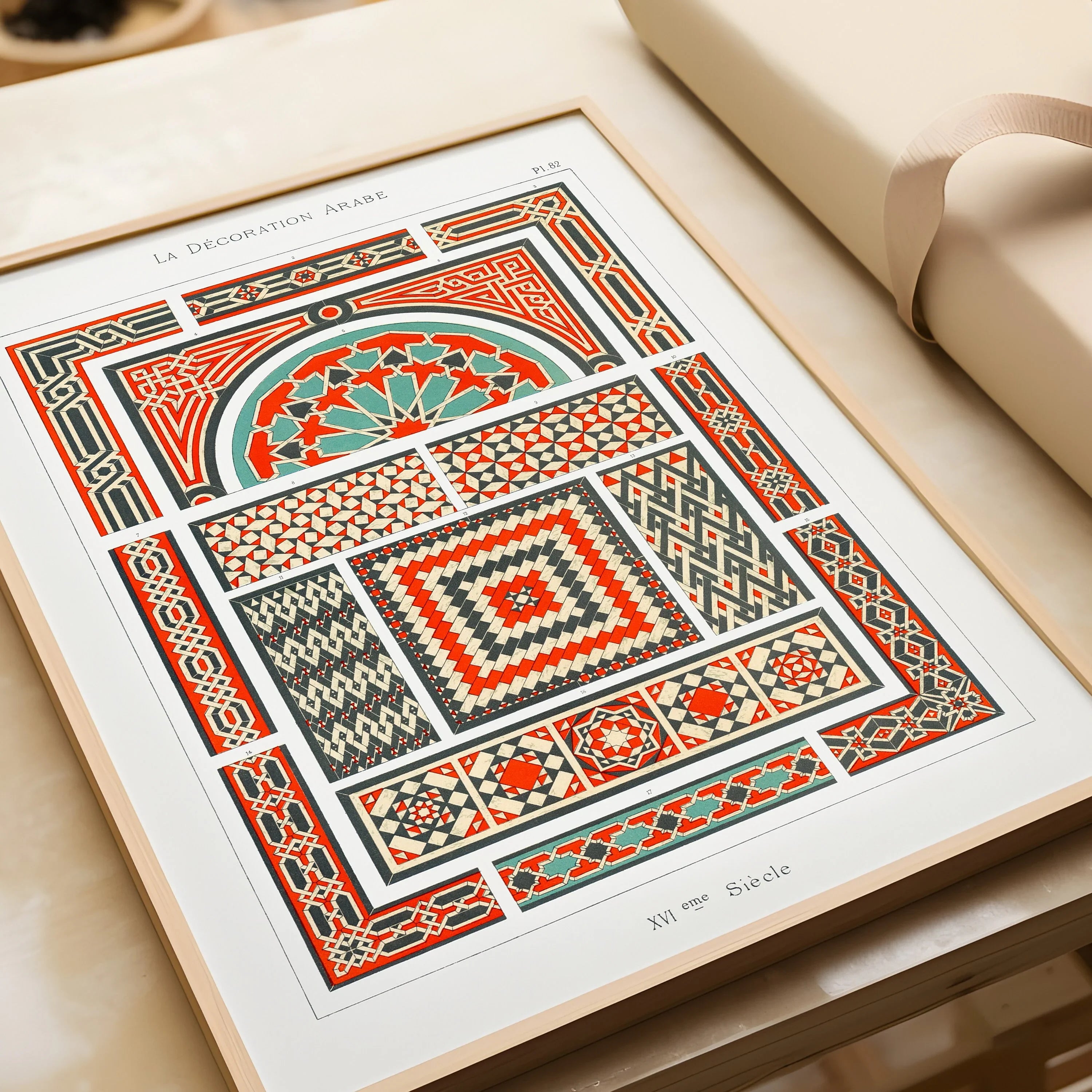 Gallery Wall Set of 9 Vintage Arabian Pattern Prints | Albert Racine, Owen Jones and Emille Prisse D'Avennes (available framed or unframed)