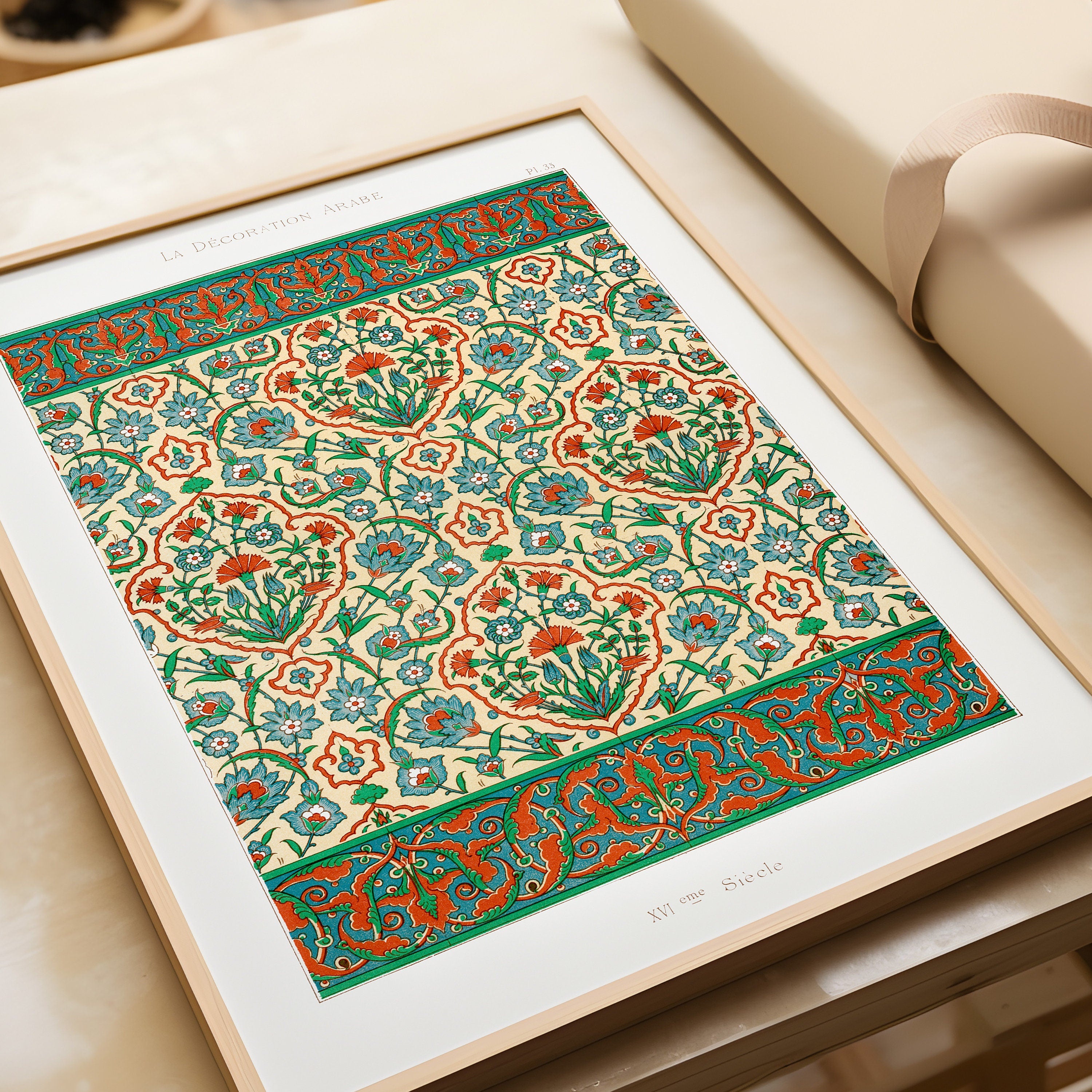 Gallery Wall Set of 9 Vintage Arabian Pattern Prints | Albert Racine, Owen Jones and Emille Prisse D'Avennes (available framed or unframed)